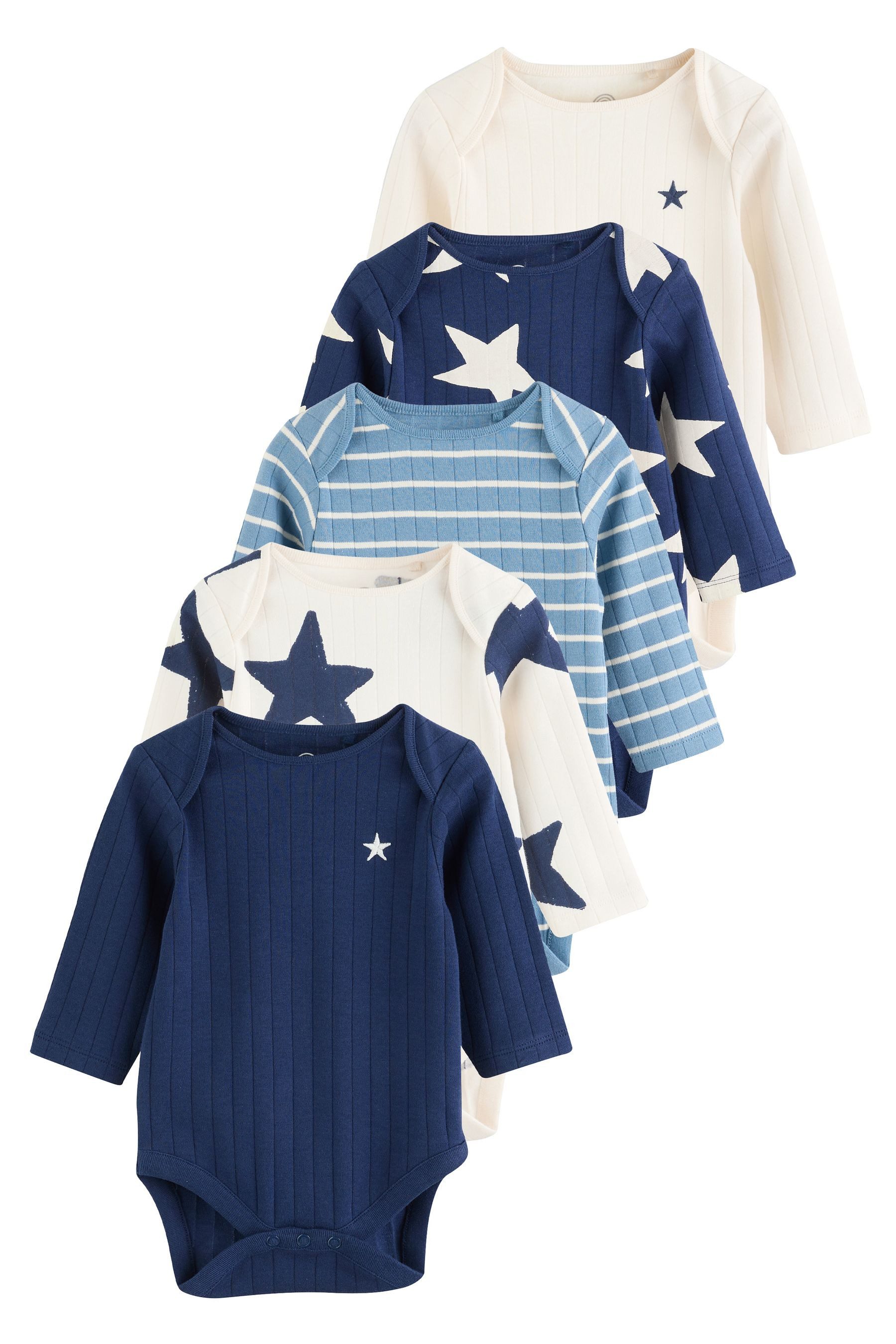 Next Langarmbody Langärmelige Babybodys 100 % Baumwolle, 5 Stk. (5-tlg)