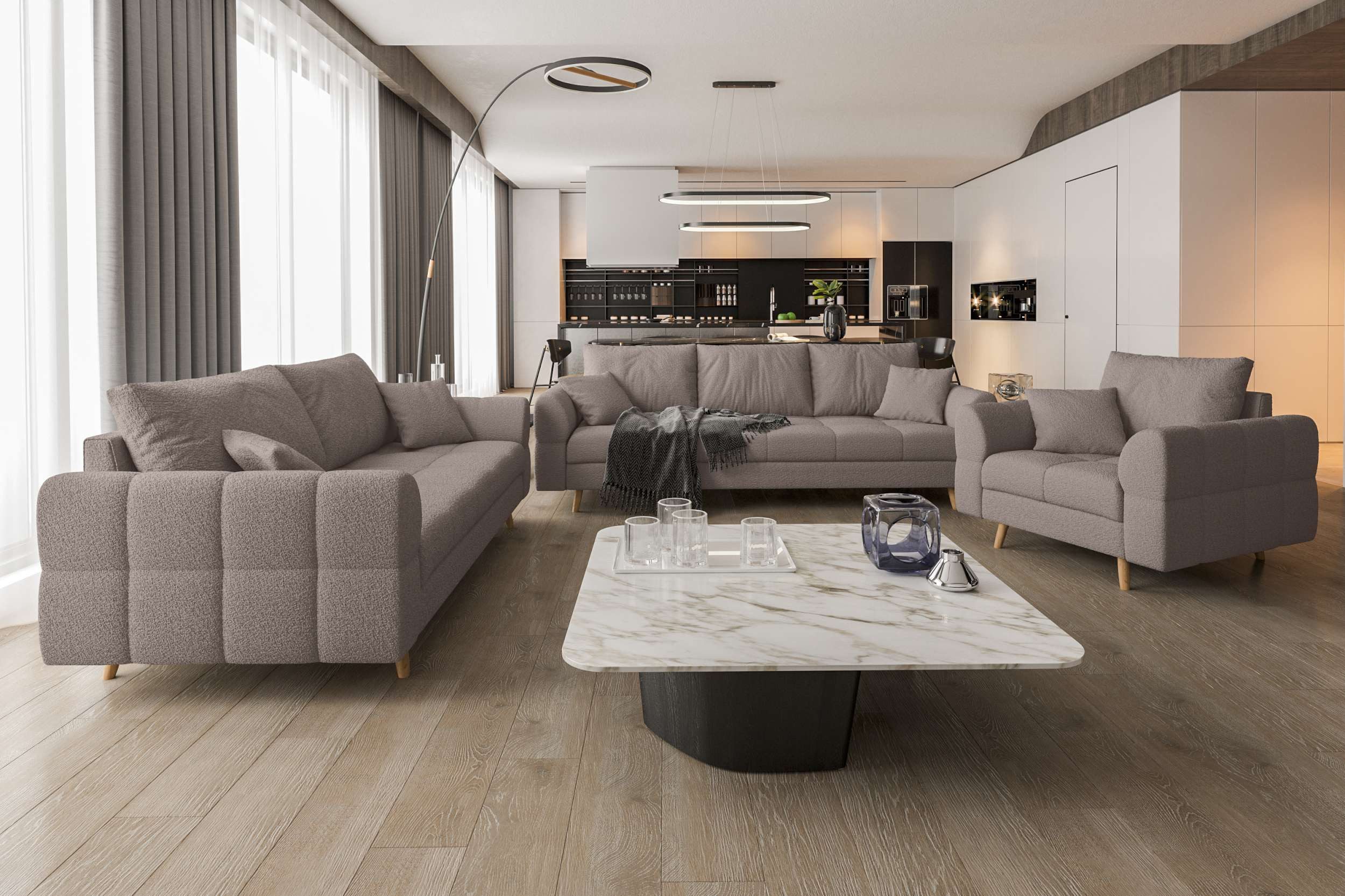 99rooms Polstergarnitur Bello, (Couchgarnitur, Set (3-tlg), günstig online kaufen