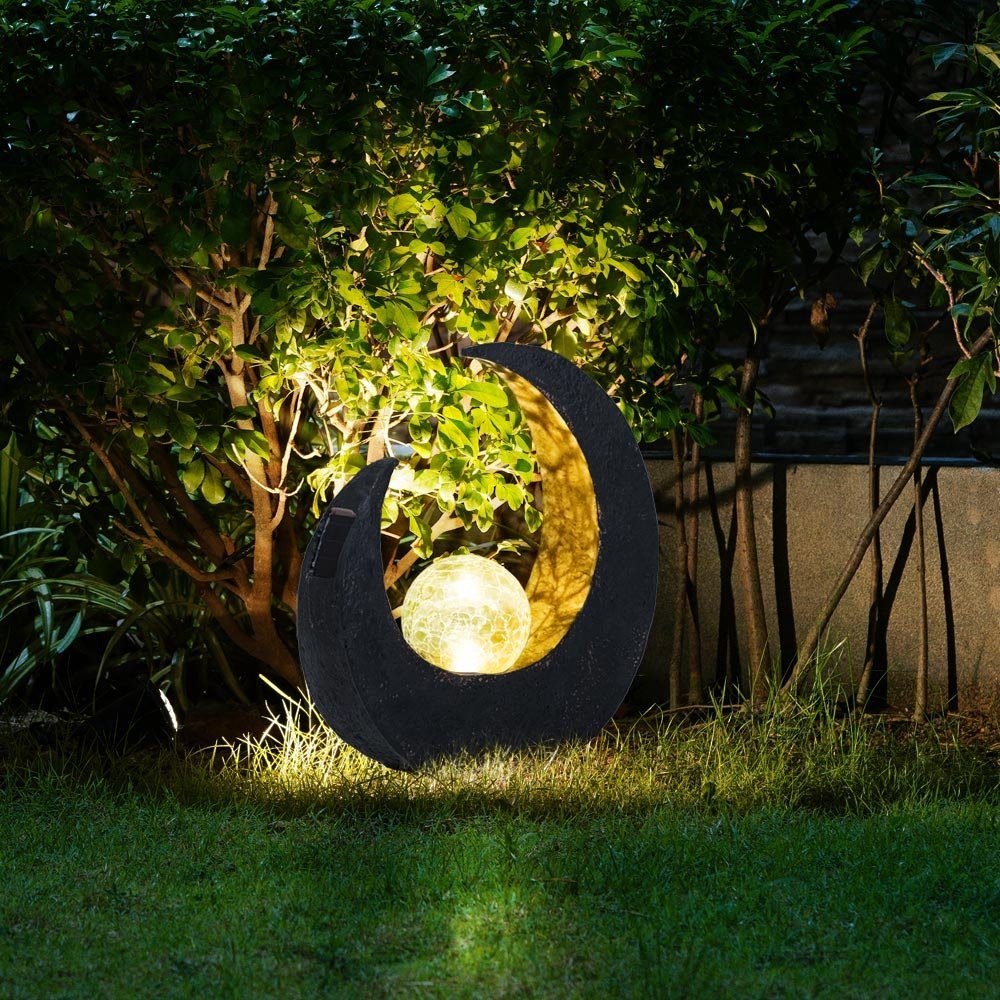 Globo Gartenleuchte, LED-Leuchtmittel fest Glas Garten Kugel verbaut, Mondsichel Lampe Steh Solar Boden LED Beleuchtung
