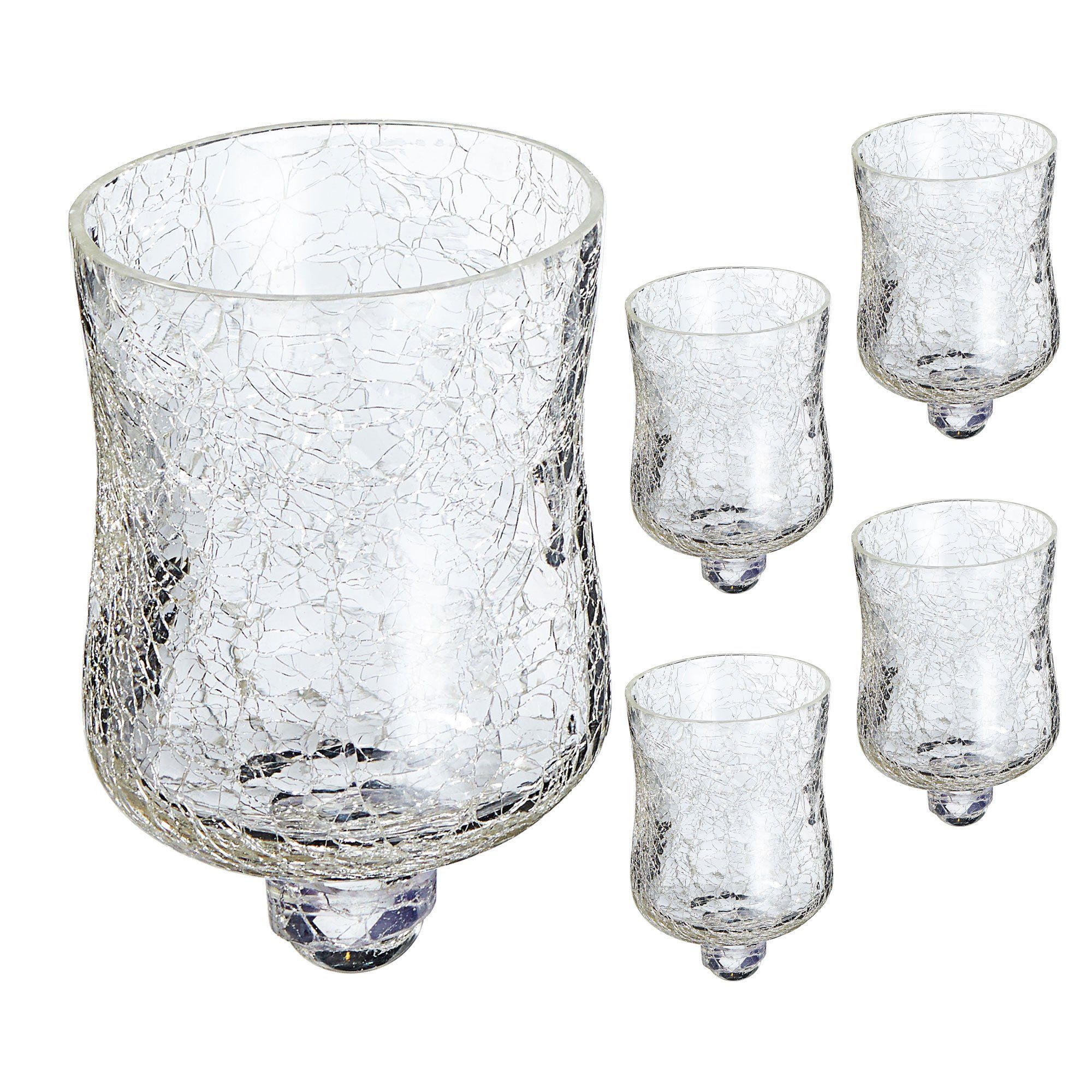 CEPEWA Teelichthalter Design Crackle 5x für Glasaufsatz Kerzenleuchter