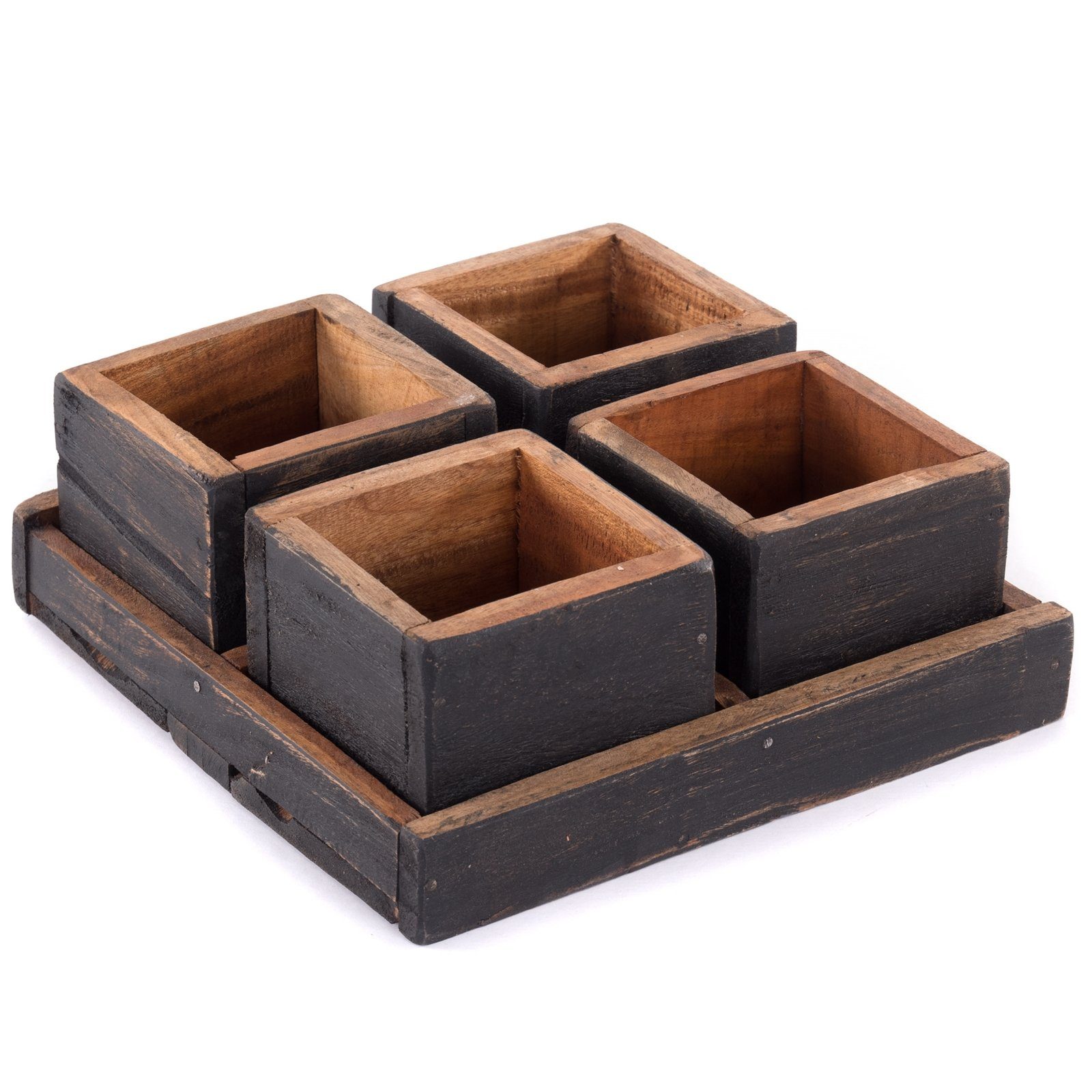 DESIGN DELIGHTS Dekoschale HOLZ AUFBEWAHRUNGSKISTEN "CUBO", 24x9 cm (BxH), Mahagoni, Kistenset