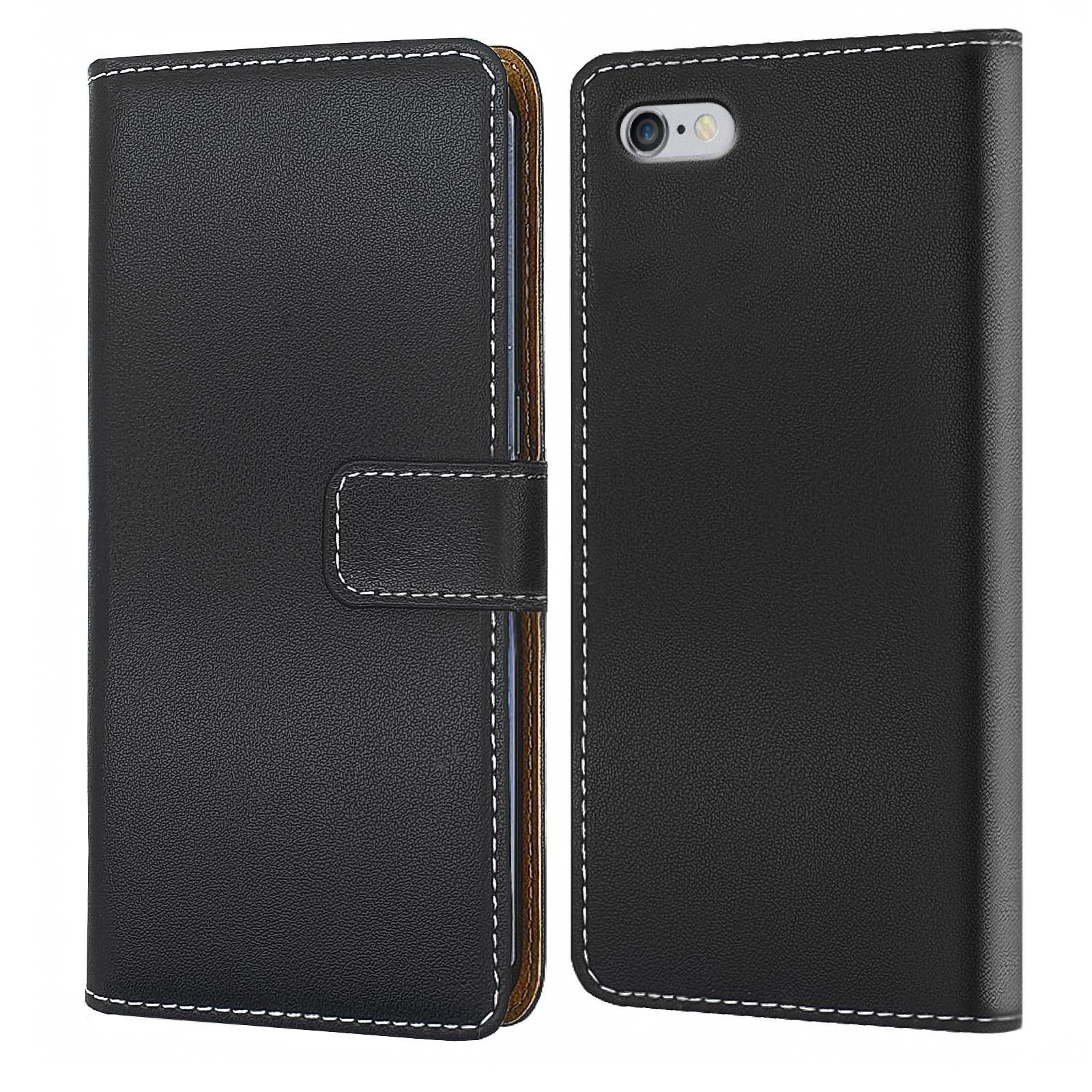 Numerva Handyhülle Bookstyle Etui Handytasche Schutzhülle für Apple iPhone 6, Klapphülle Flip Cover Schwarz