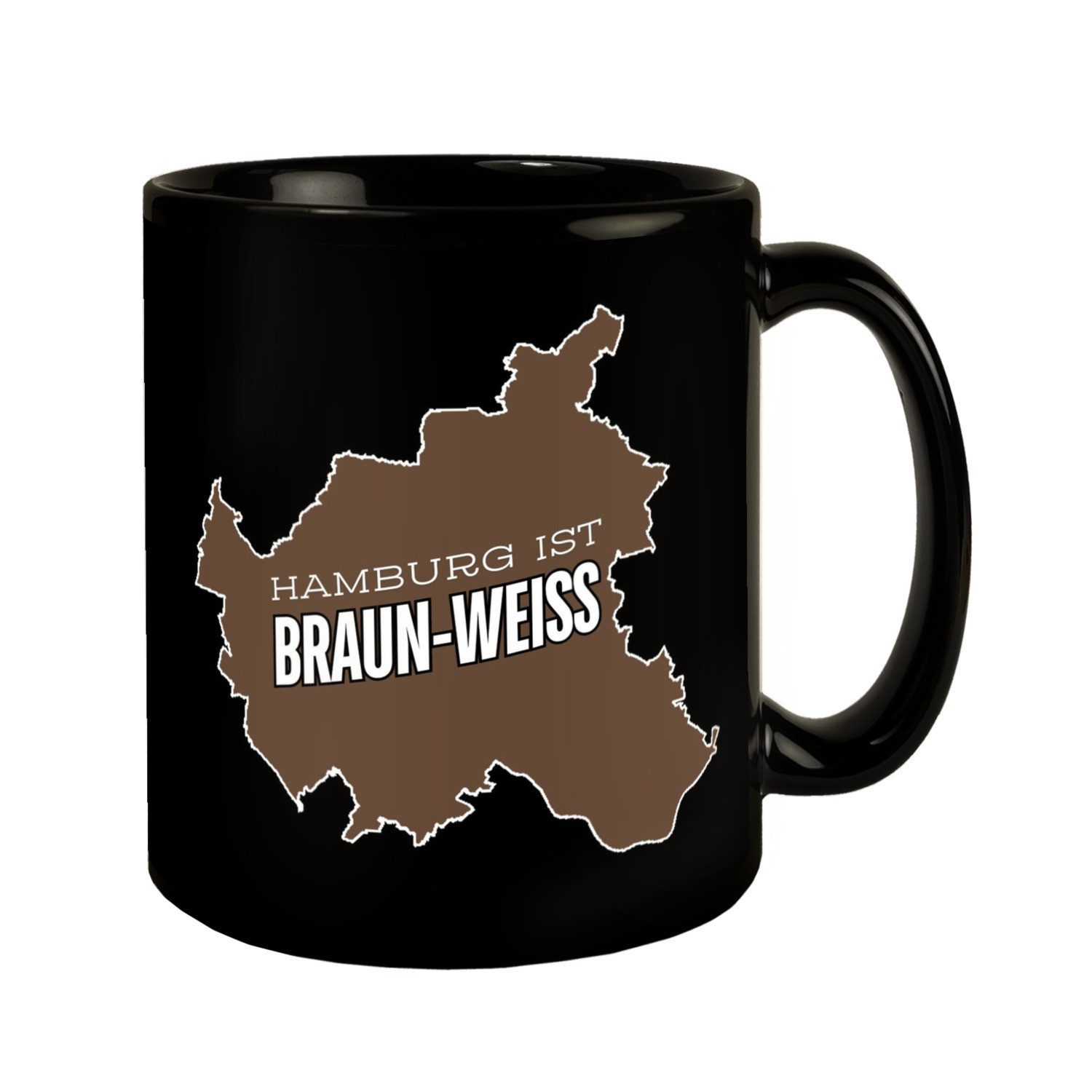 Tasse St. Pauli Tasse in Schwarz mit Spruch Hamburg ist braun-weiss