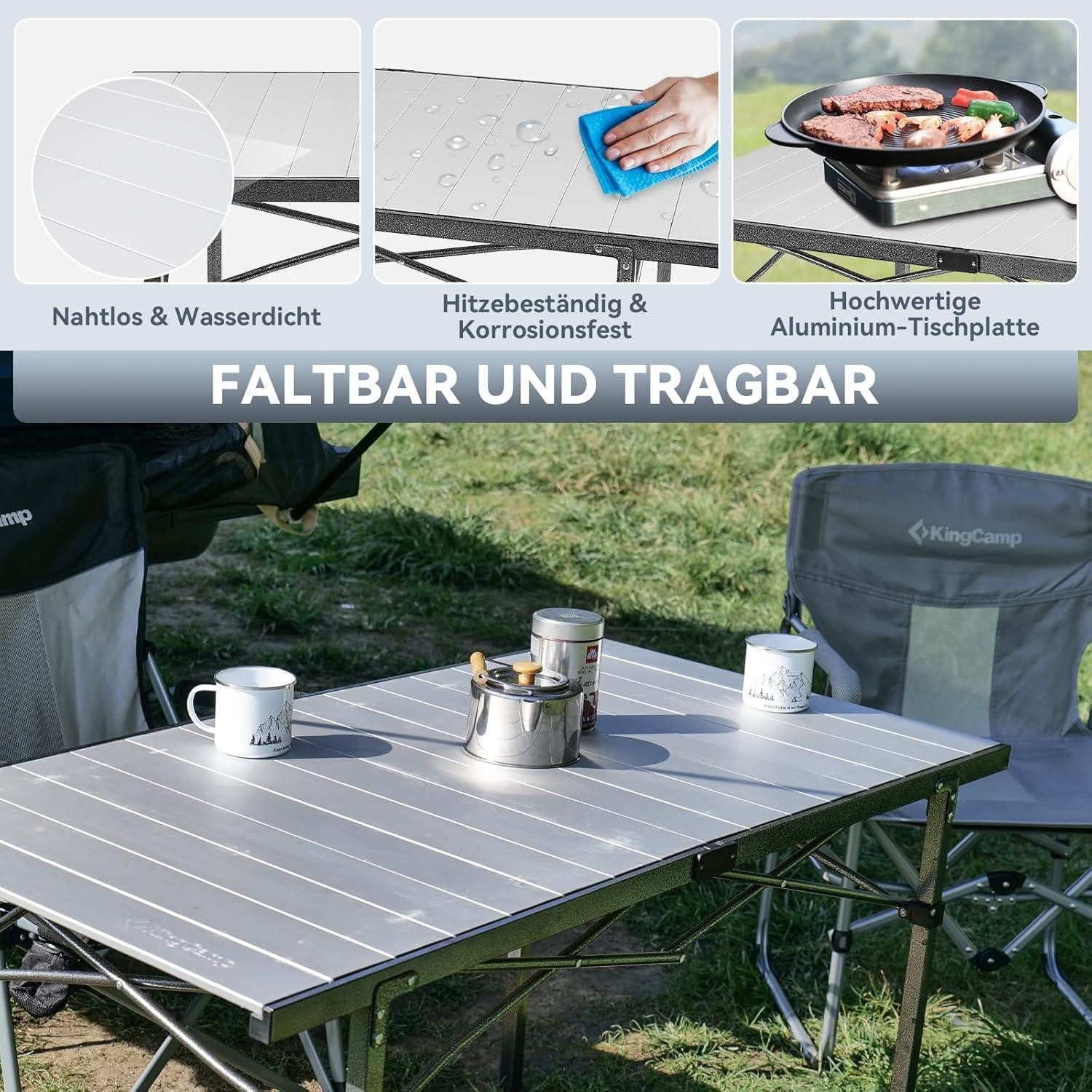 LuxusKollektion Campingtisch Campingtisch klappbar Aluminiumrahmen Tischplatte für 4-8 Personen