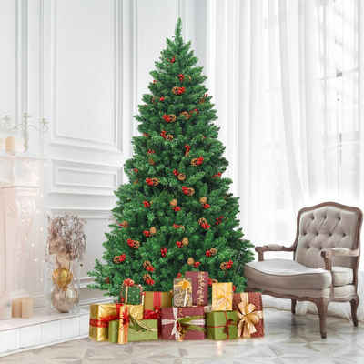 COSTWAY Künstlicher Weihnachtsbaum »LED Tannenbaum mit warmweißer LED-Lichterkette«, 195 cm, PVC Nadeln, inkl. Metallständer, Grün