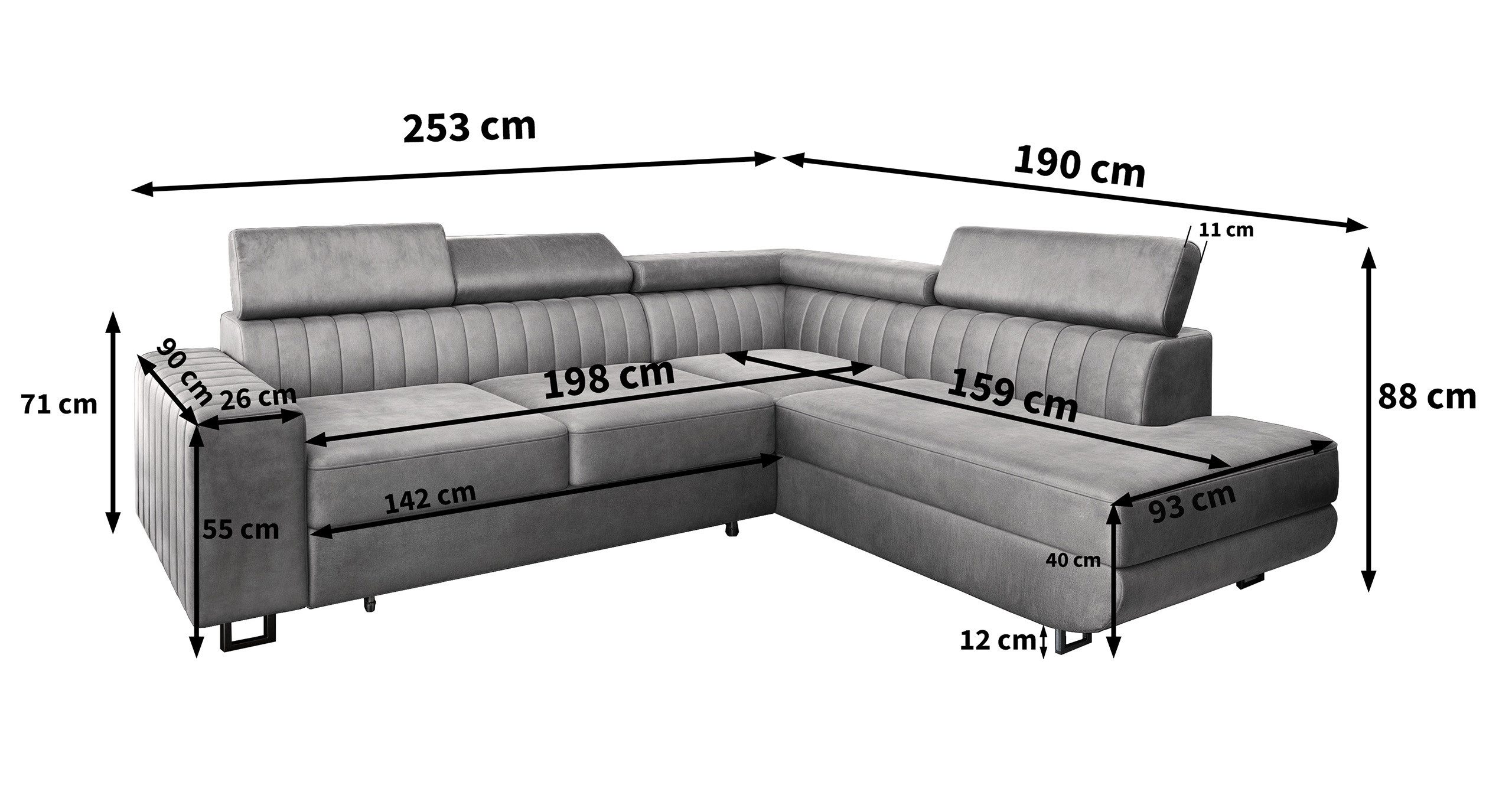 Masseno Ecksofa NOLA mit Schlaffunktion L-Form, Sofa mit Bettkasten