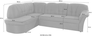 DOMO collection Ecksofa Pegnitz L-Form, wahlweise mit Bettfunktion