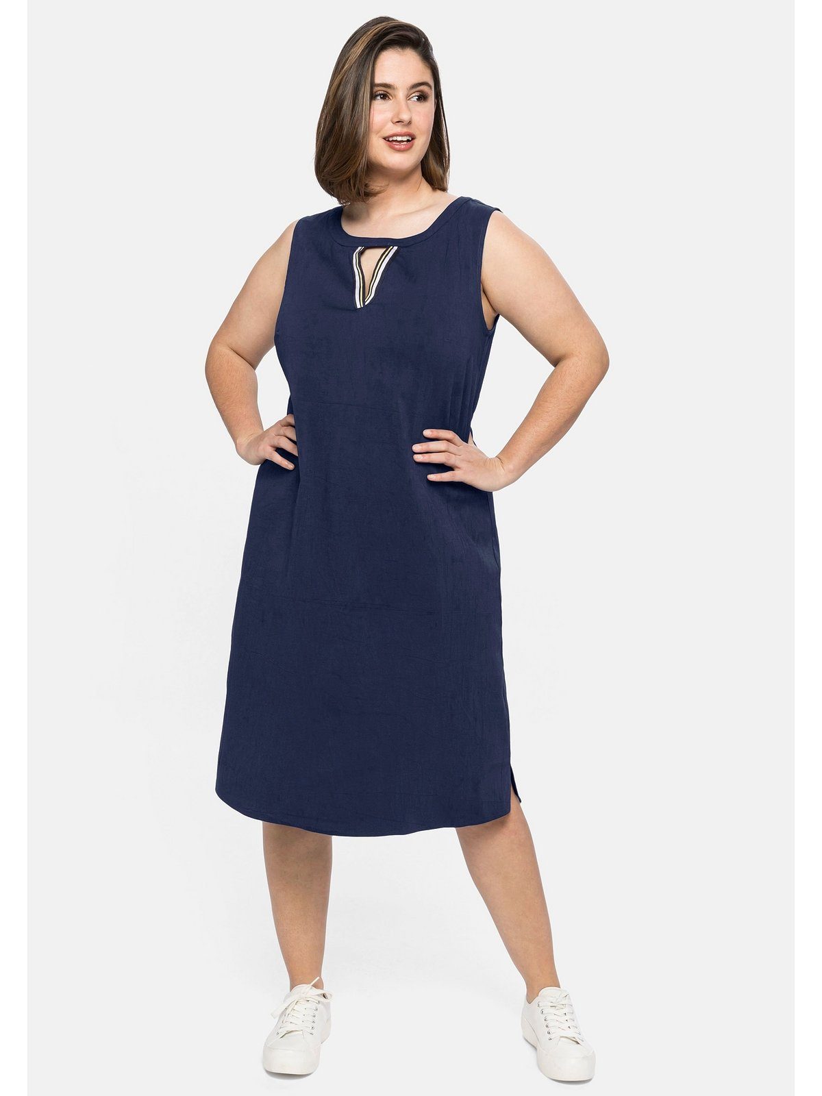 Damen Kleider Sheego Tunikakleid Kleid aus elastischer Baumwoll-Qualität