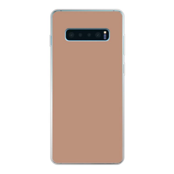 MuchoWow Handyhülle Beige - Farbe - Rosa Phone Case Handyhülle Samsung Galaxy S10+ Silikon Schutzhülle