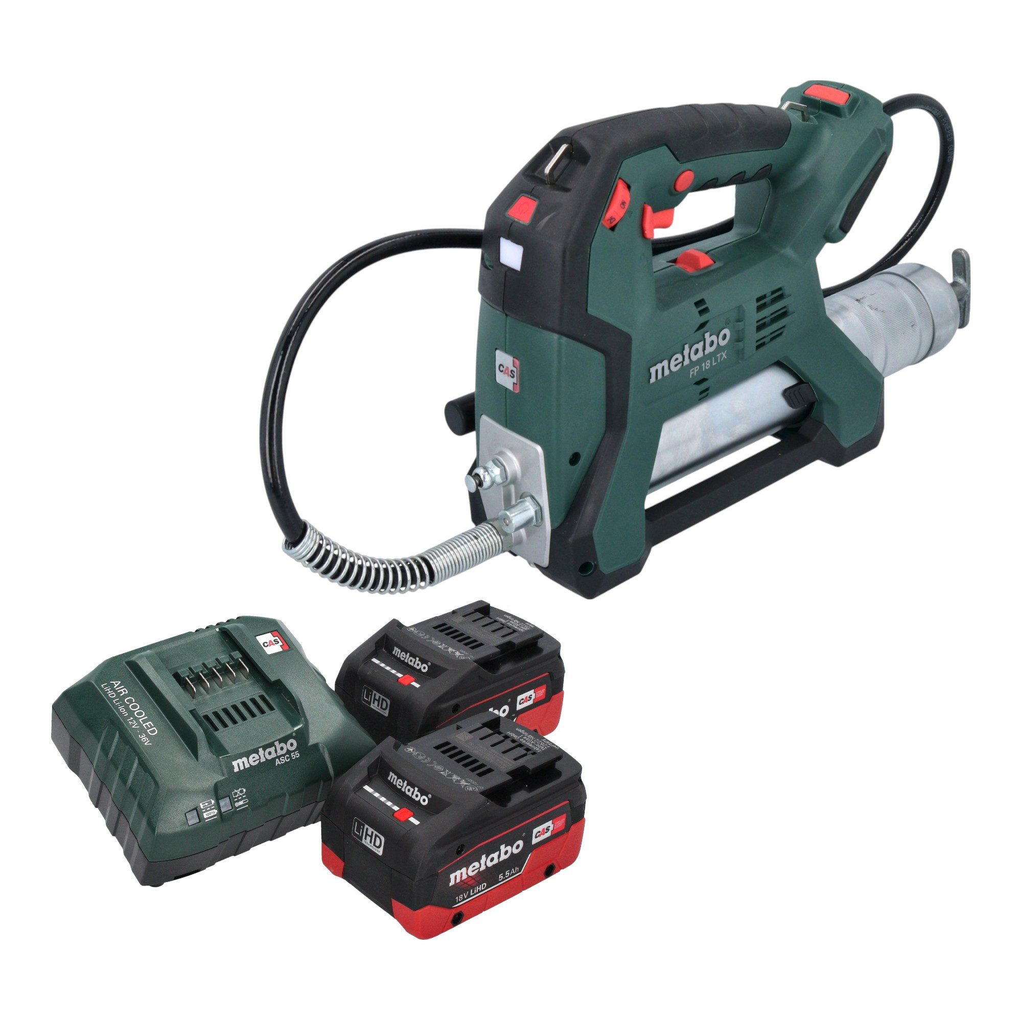 metabo Werkstattpresse FP 18 LTX Akku Fettpresse 18 V 690 bar + 2x LiHD Akku 5,5 Ah