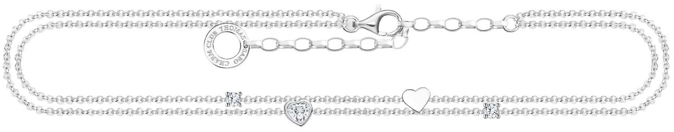 THOMAS SABO Fußkette mit Herzen und weiße Steine, AK0040-051-14-L27V