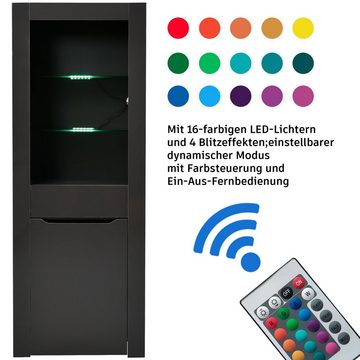 BlingBin Vitrine (1-St., Aktenschrank Standvitrine Aufbewahrungsschrank) mit LED-Lichtern, mit Regalen, Höhe: 165cm