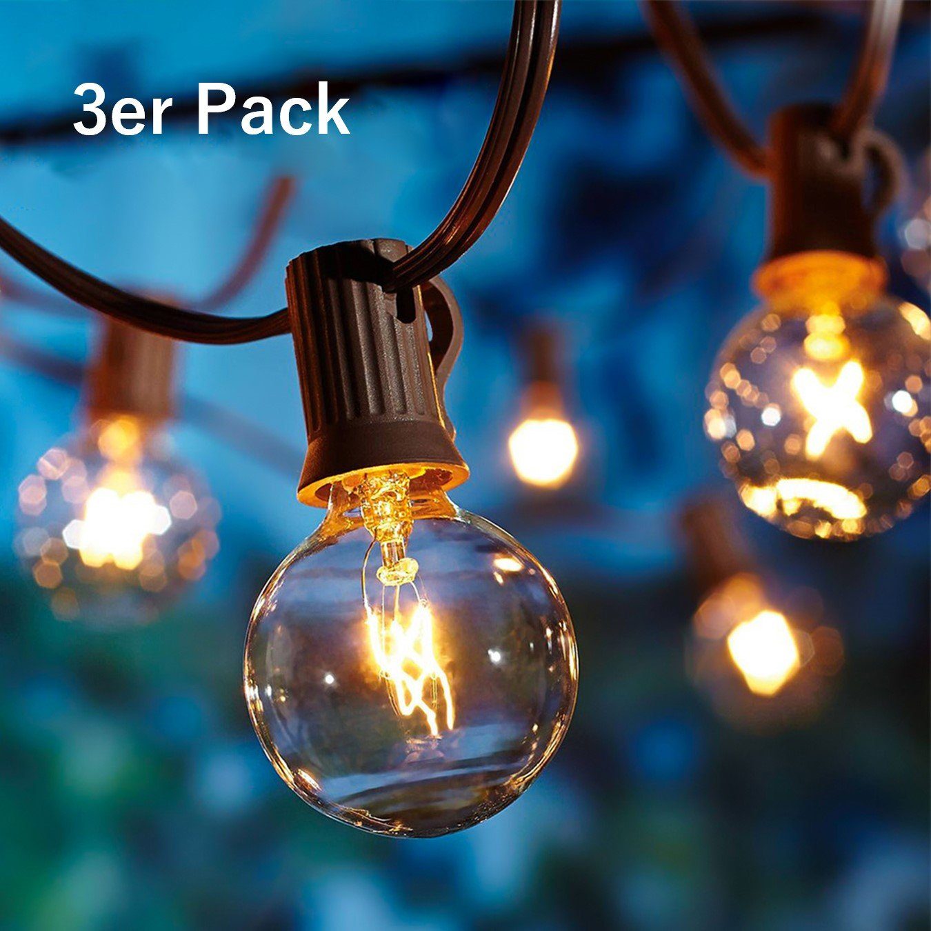 Elegear Lichterkette LED-Lichterkette Außen/Outdoor für Garten, 30-flammig, 30+extra 3 Ersatzbirnen 10,6M IP65