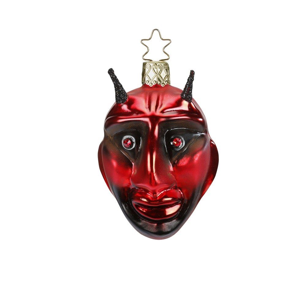 1 7,5cm Christbaumschmuck, INGE-GLAS® Krampus Christbaumschmuck Glas Stück rot