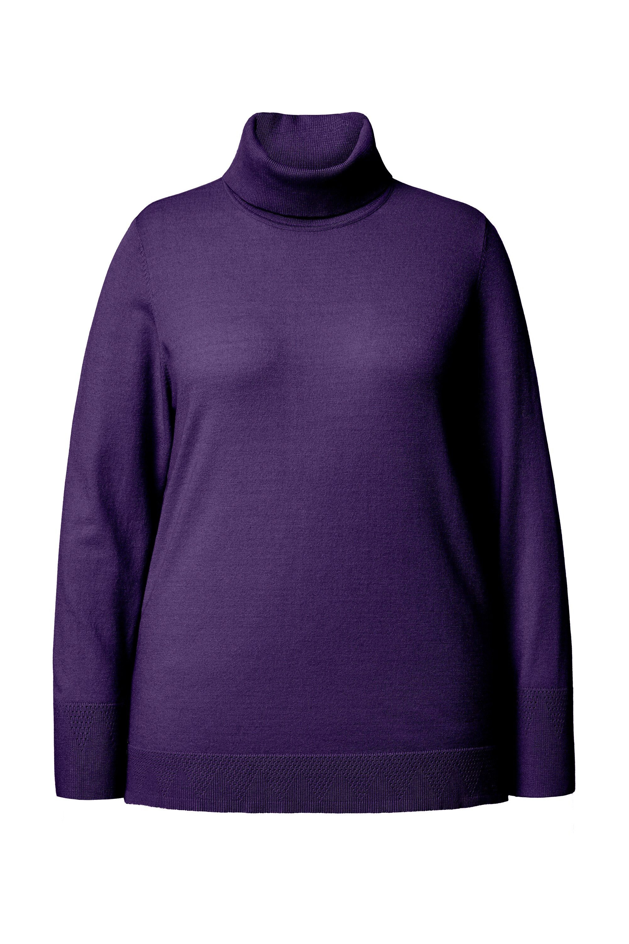 Ulla Popken Strickpullover Rollkragenpullover breite Rippbündchen Langarm günstig online kaufen