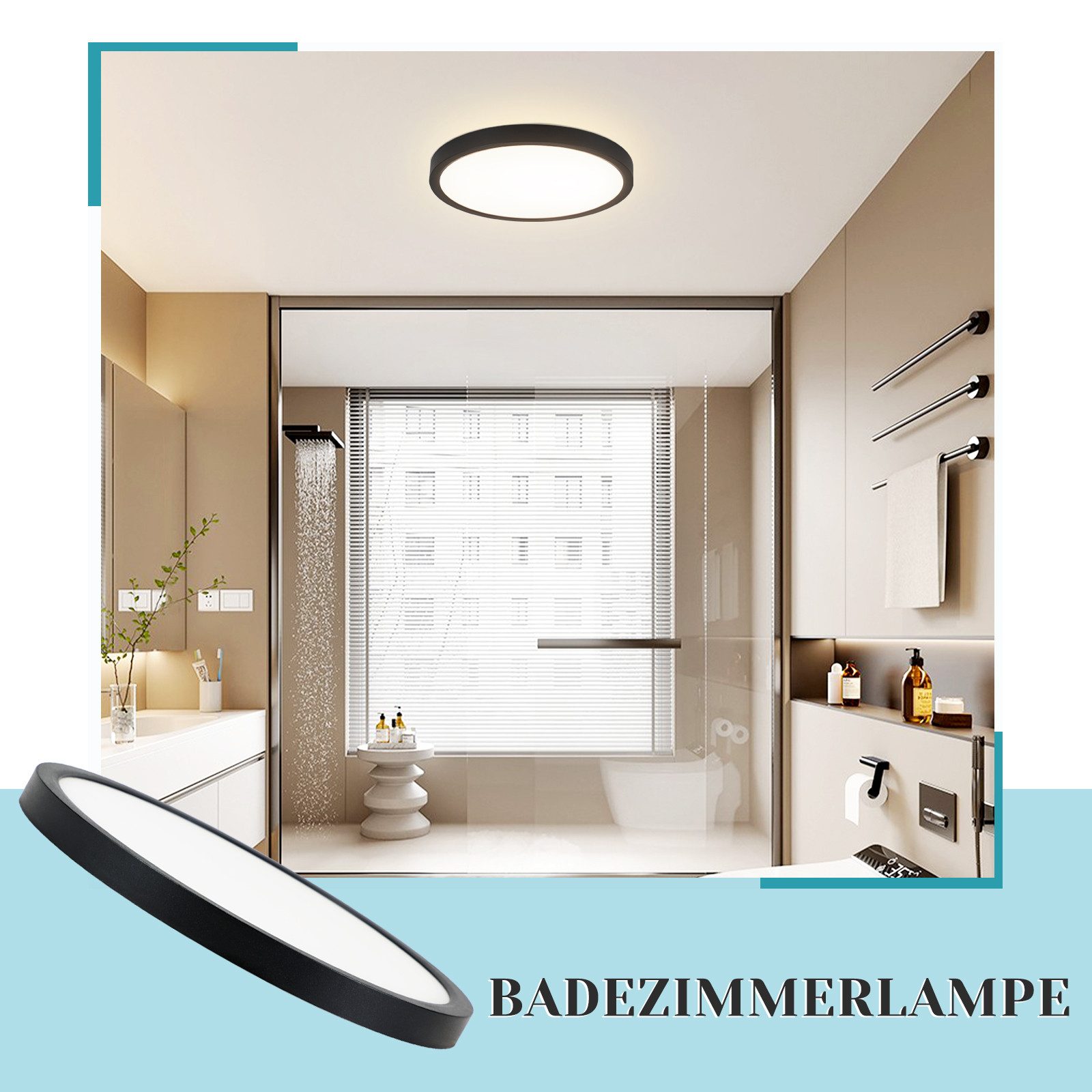ZMH LED Deckenleuchte flach rund 18–30cm schwarz weiß Küchenlampe hell augenschonend, Augenshutz, LED fest integriert, 4000K, Modern Flurlampe – Bild 4 von 5