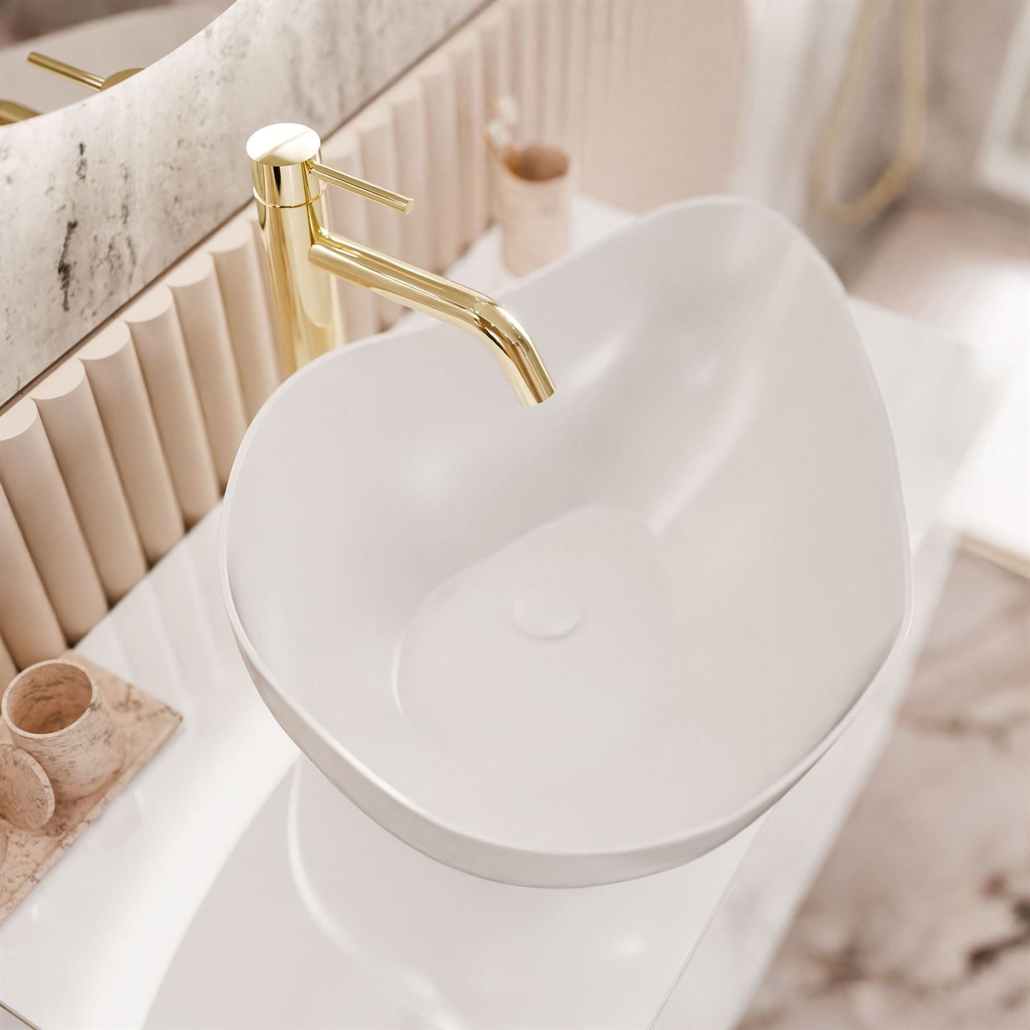 Lookway Badmöbel-Set AURORA GOLD Badezimmerschrank mit praktische Schubladen, 80x55x45 cm – Bild 5 von 5