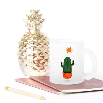 Mr. & Mrs. Panda Teeglas Kaktus Sonne - Transparent - Geschenk, Tasse, Geschenkidee, Liebeskum, Premium Glas, Liebevolle Gestaltung