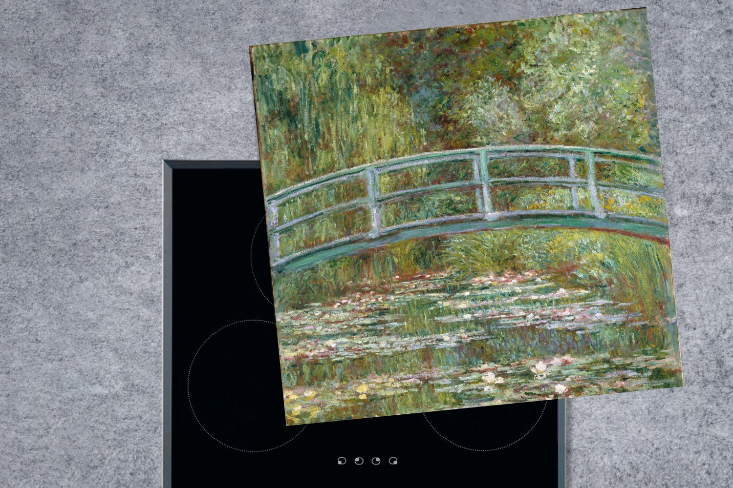 japanische Ceranfeldabdeckung, Seerosen Monet, Die und Vinyl, küche Herdblende-/Abdeckplatte cm, - Claude MuchoWow 78x78 die Arbeitsplatte tlg), für (1 Brücke