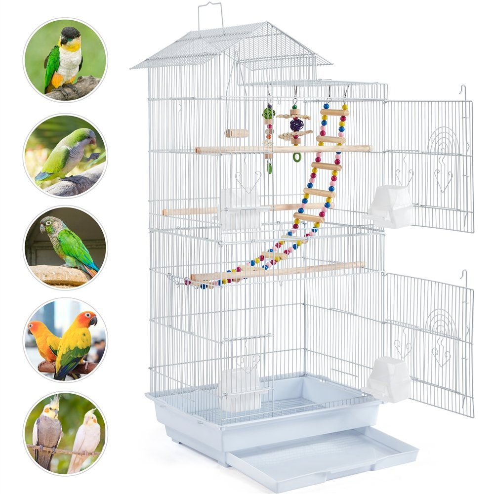 Yaheetech Vogelkäfig, Vogelvoliere mit Vogelspielzeuge Käfigspielzeug