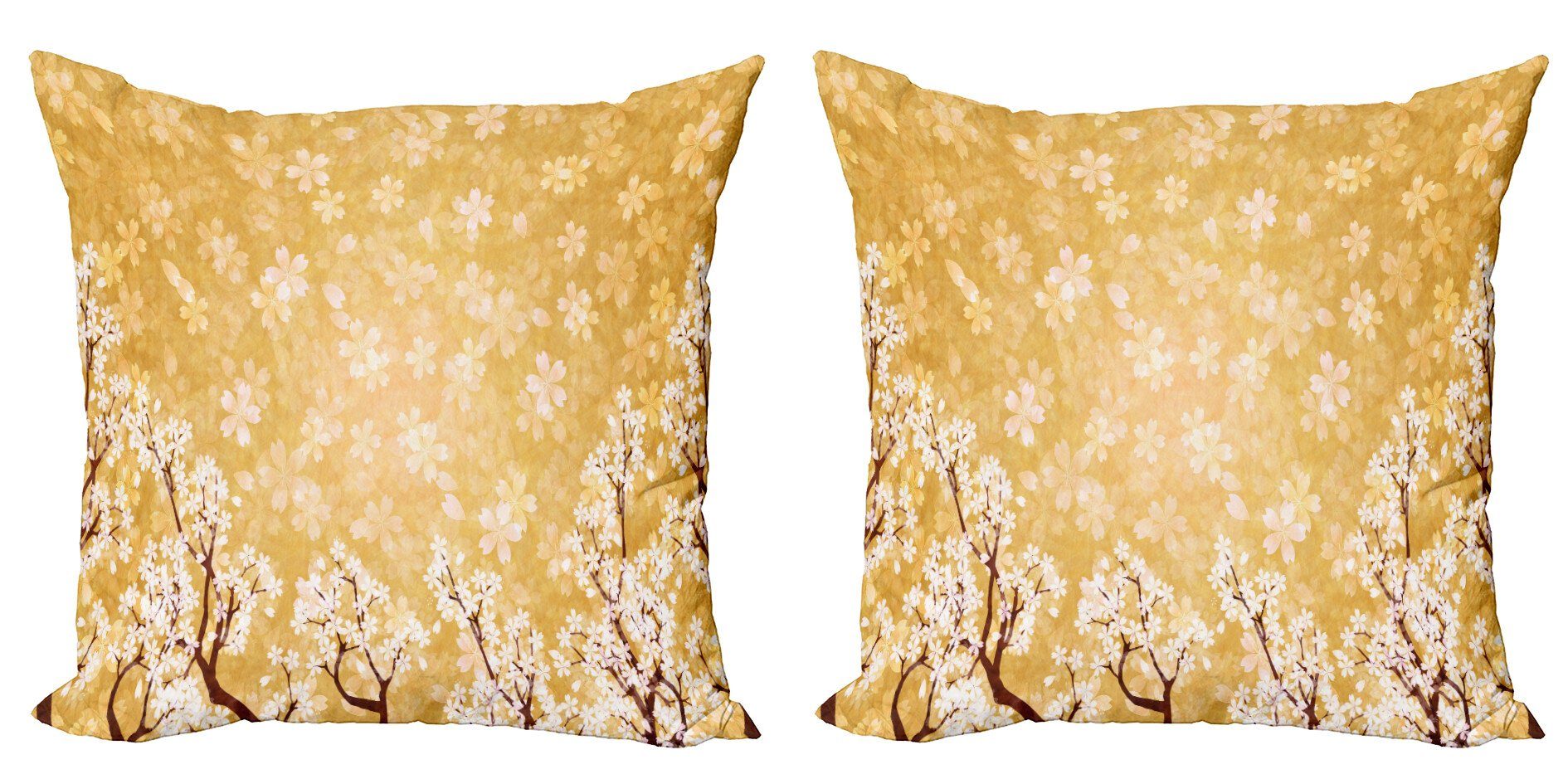 Kissenbezüge Modern (2 Accent Doppelseitiger Blumen Frühjahr Abakuhaus blühen Stück), im Digitaldruck, Bäume