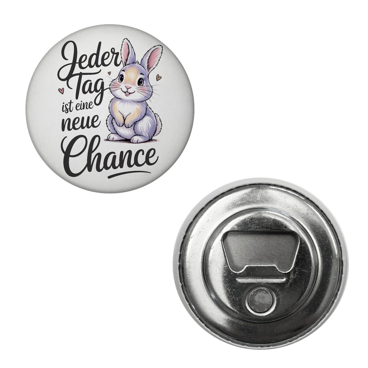 speecheese Magnet Hase mit Herzen Jeder Tag ist eine neue Chance Spruch Magnet – Bild 2 von 2