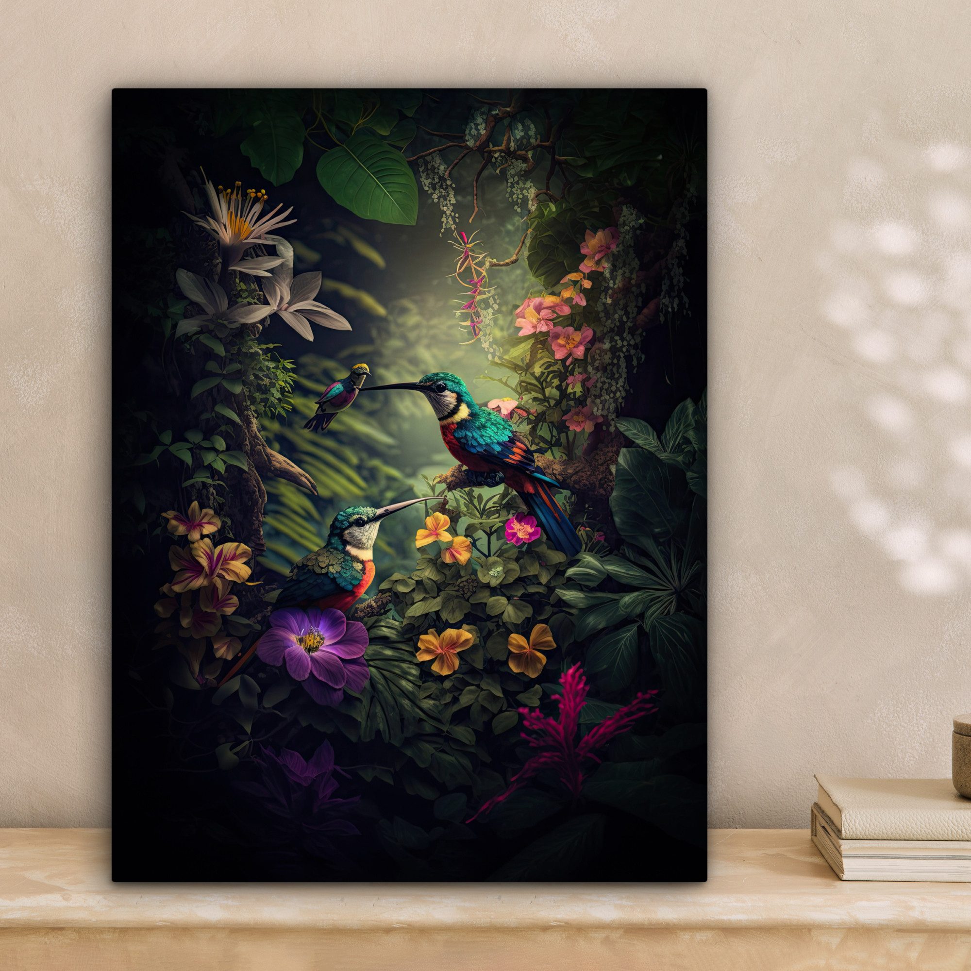 OneMillionCanvasses® Leinwandbild Blumen - Vogel - günstig online kaufen