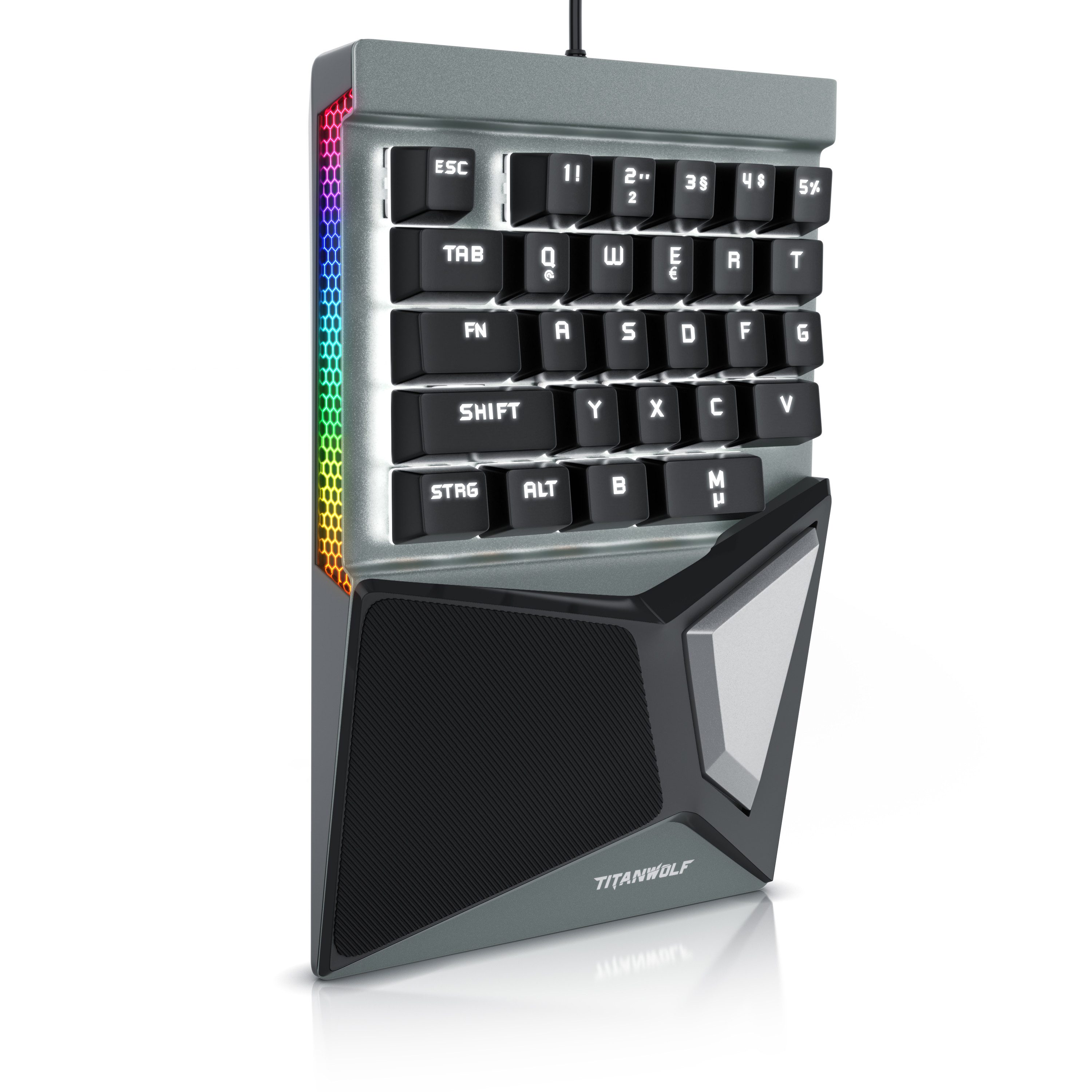 Titanwolf mechanische Keypad Tastatur mit 28 Tasten, Gaming Einhandtastatur Gaming-Tastatur (platzsparend, ideal für Gaming unterwegs und LAN-Party)