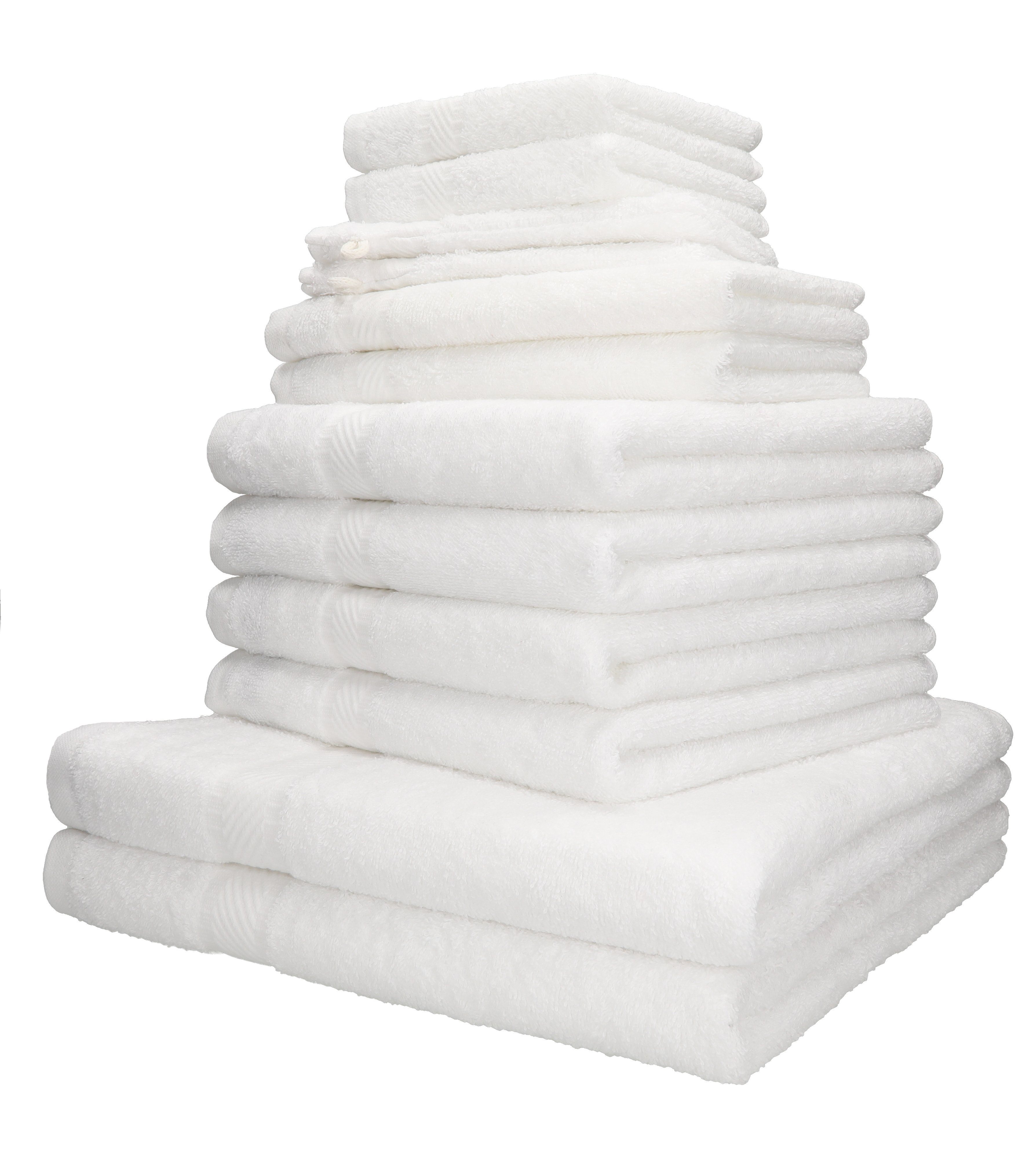 Betz Handtuch Set 12-TLG. Handtuch-Set Palermo 100% Baumwolle 2 Liegetücher 4 Handtücher 2 Gästetücher 2 Seiftücher 2 Waschhandschuhe, 100% Baumwolle, (12-tlg) weiß