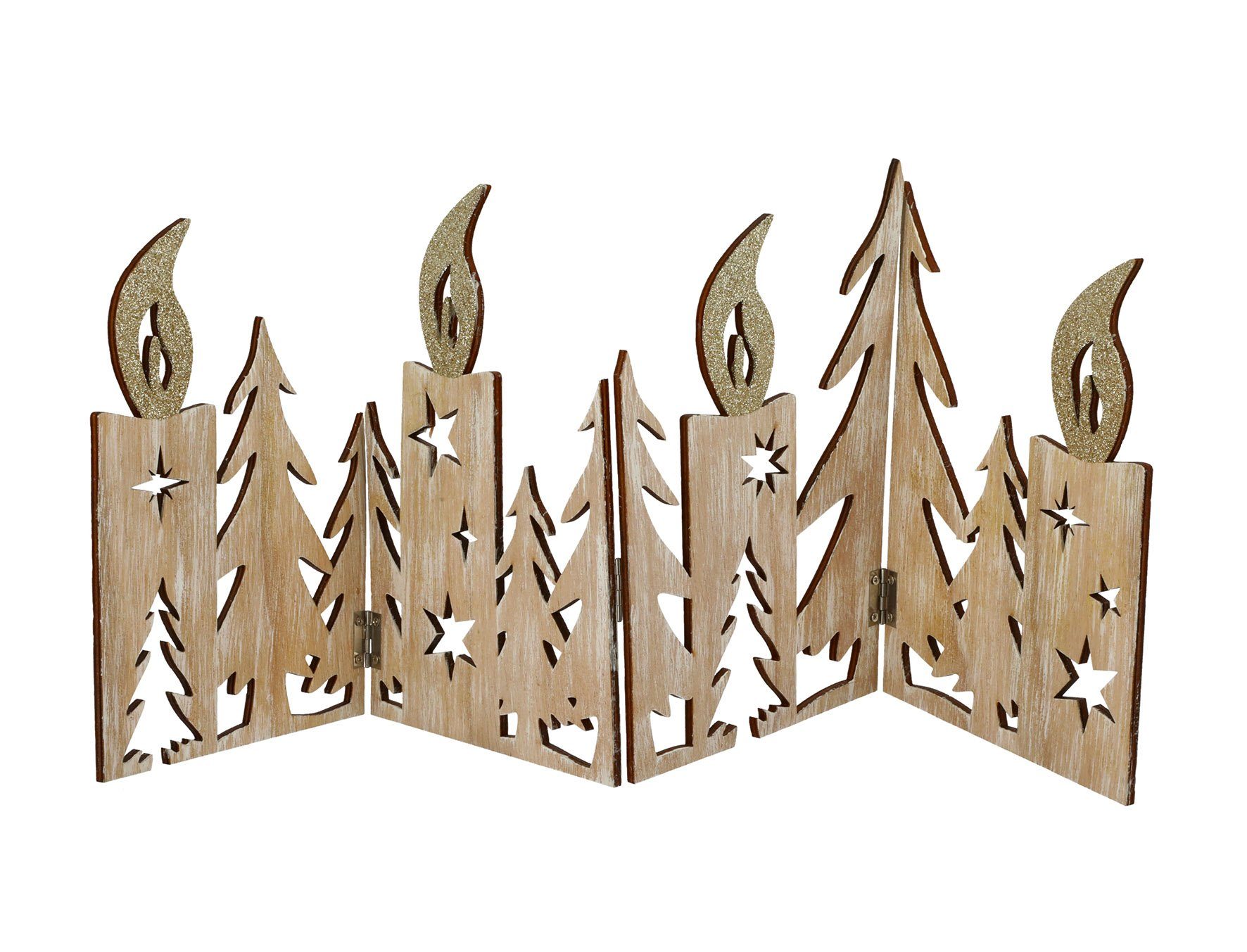 Spetebo Dekoobjekt Deko Weihnachts Silhouette aus Holz klappbar, Kerzen Tannen Aufsteller zur Tischdekoration
