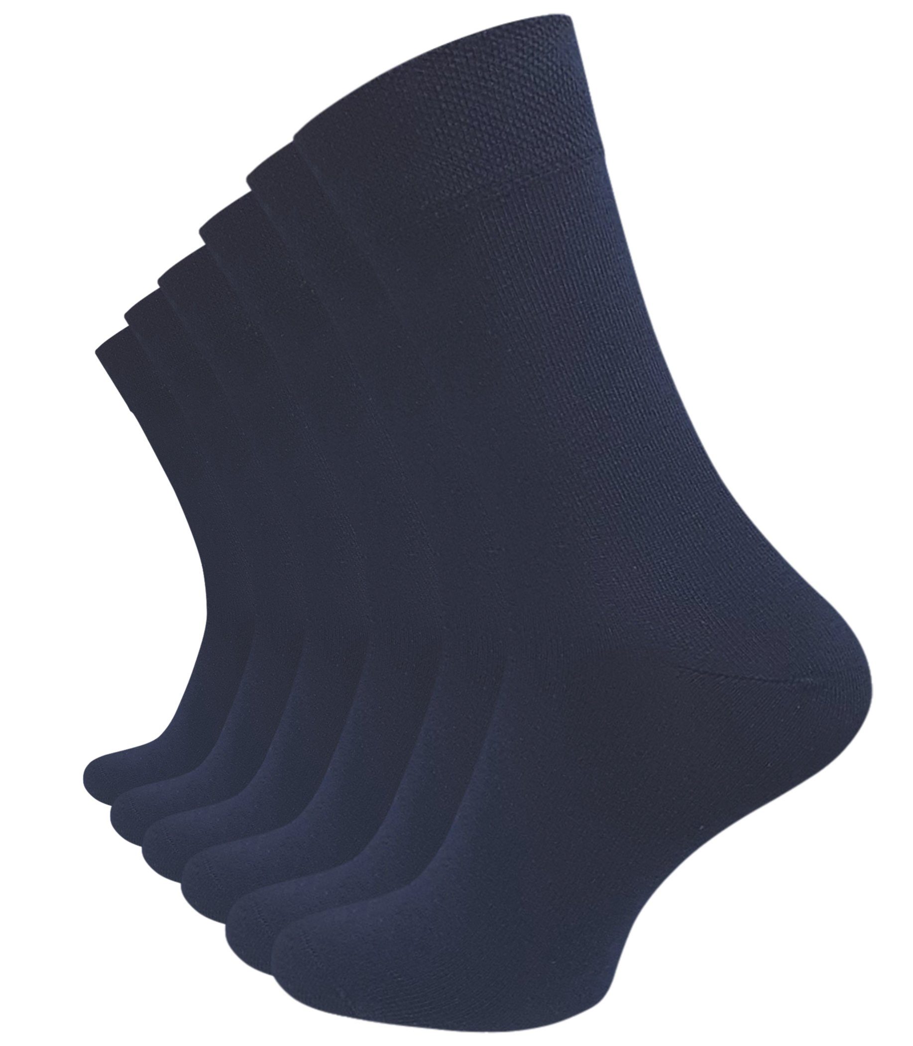 marine Prime® weiche blau Basicsocken (6-Paar) ohne Baumwollqualität Gummibund Cotton