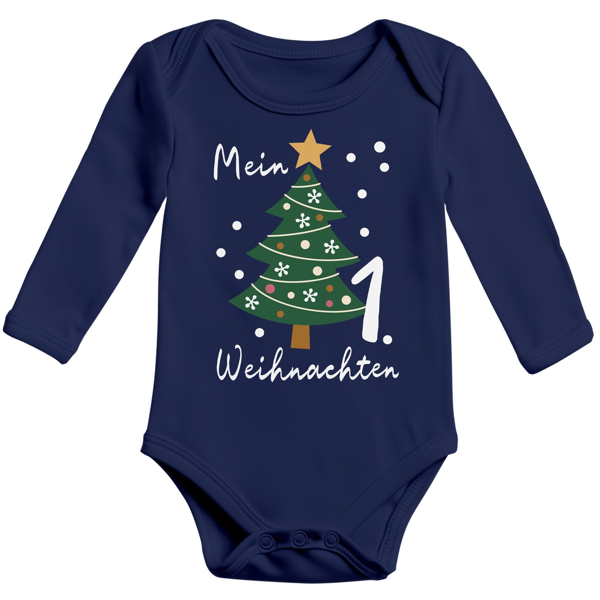MoonWorks Body Baby Body langarm Mein erstes Weihnachten Weihnachtsbaum Aufdruck