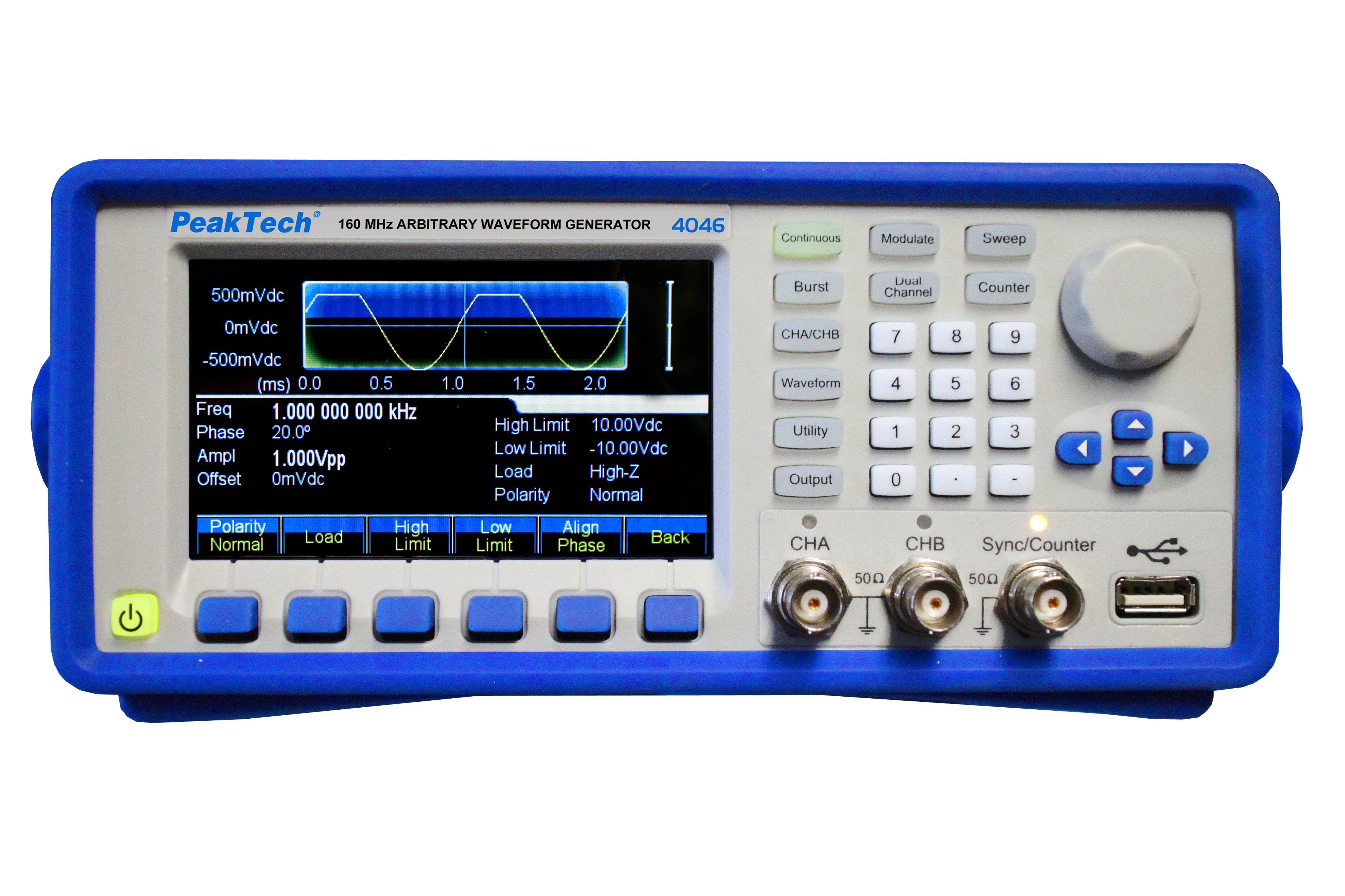 PeakTech Spannungsprüfer 2-Kanal Arbiträr-Signalgenerator 1µHz-160MHz, TFT