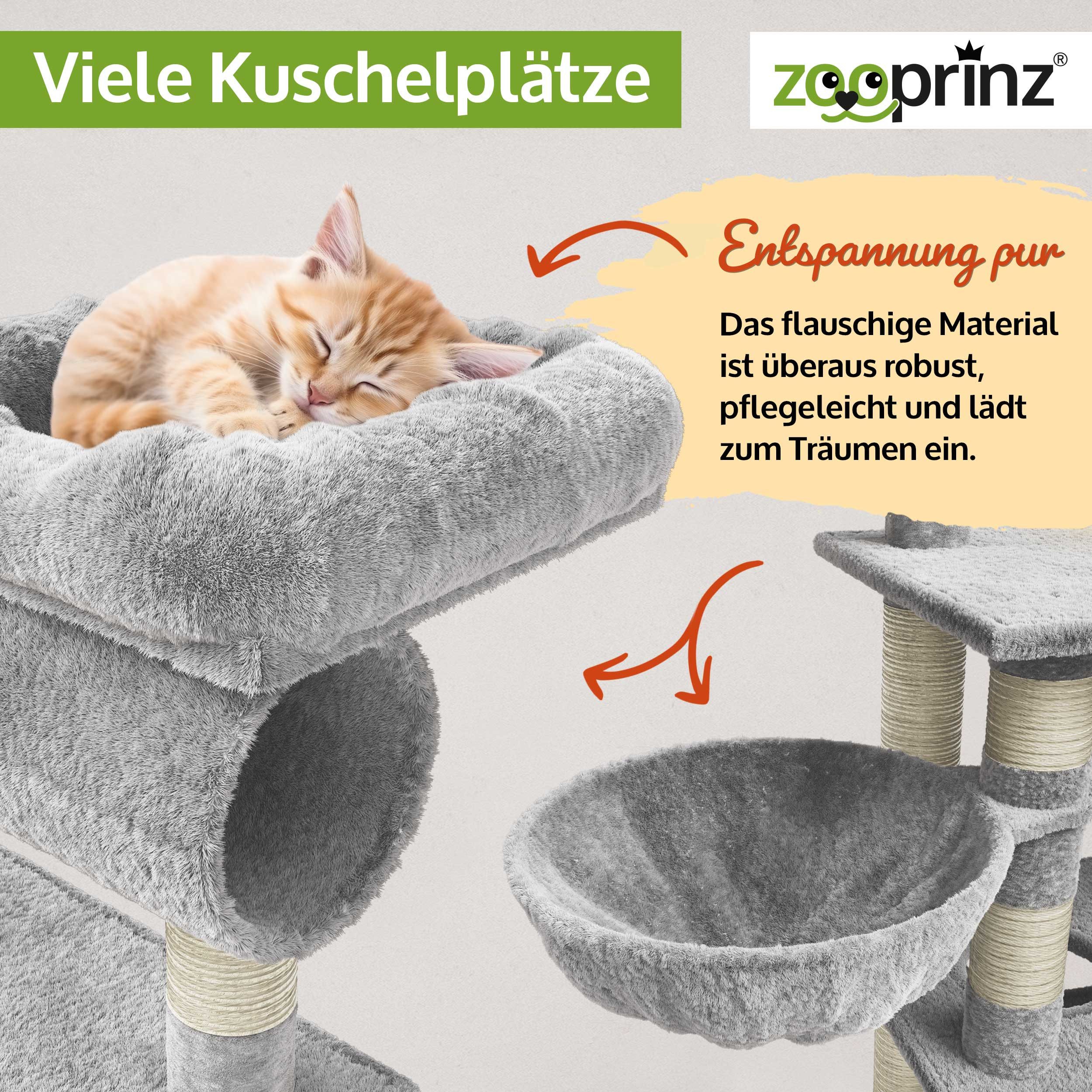 Zooprinz Kratzbaum Emma XXL, 140 cm, Sisalstämme, Anti-Kipp-Sicherung, inklusive Plüschmaus