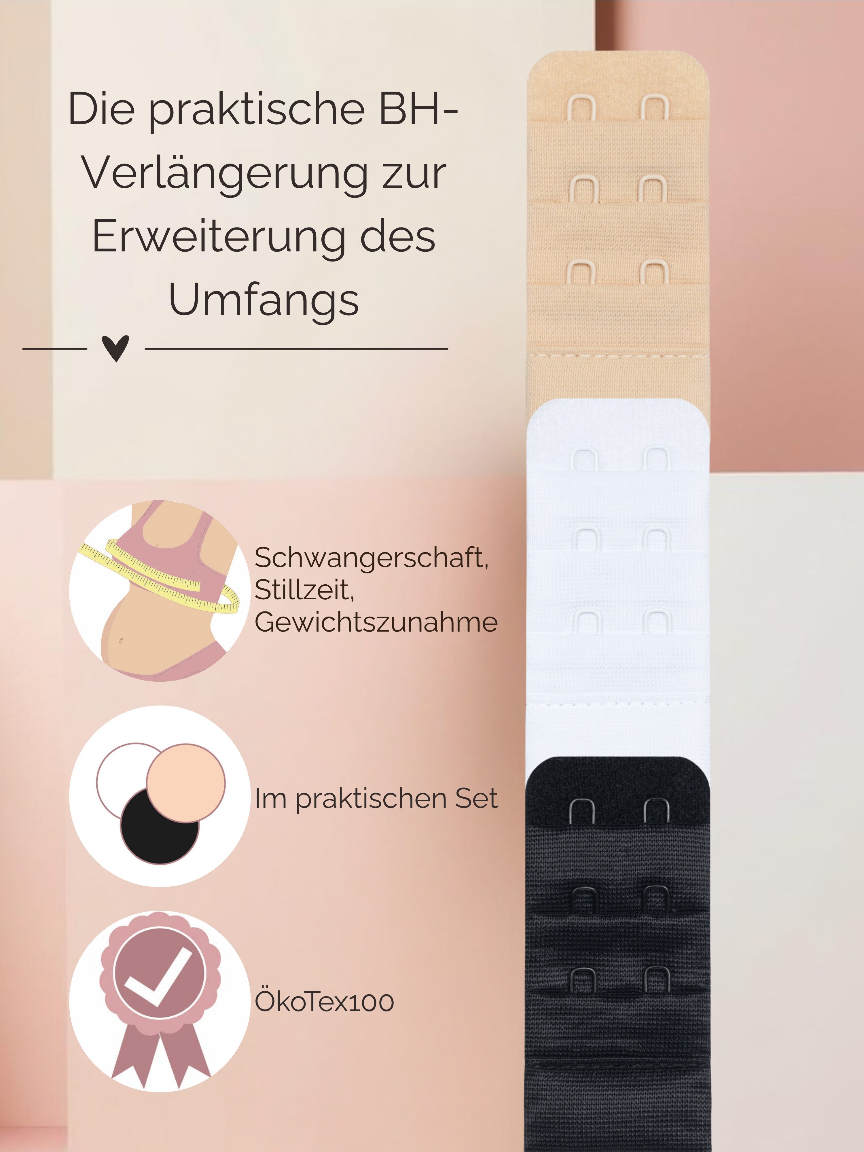Herzmutter BH-Verlängerung 2er Haken - BH-Erweiterung - Mehrerpack – Bild 3 von 5