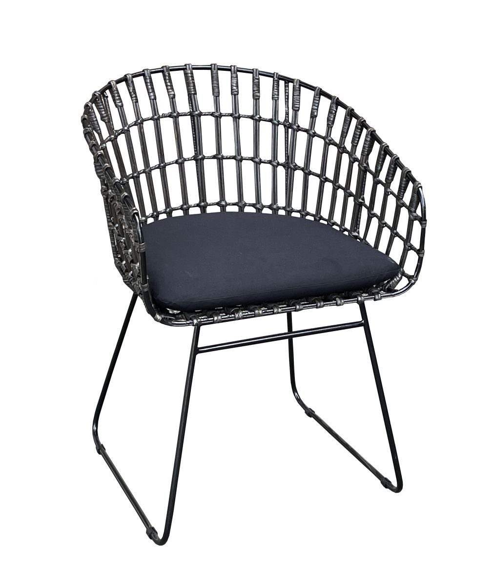 WOLFMÖBEL Küchenstuhl BALI Stuhl AMARA inkl. Kissen schwarz (54x46x80 cm (L x B x H), BALI Stuhl AMARA inkl. Kissen schwarz | Stühle