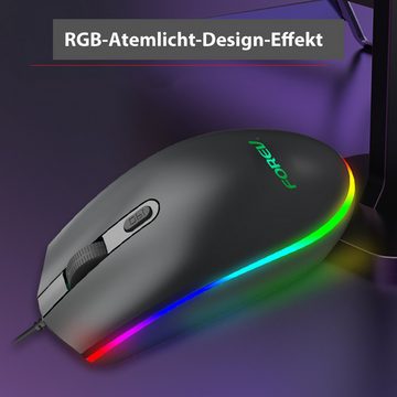 Tadow Gaming-Headset,RGB-Tastatur und Maus 4-teiliges Set,104 Tasten Tastatur- und Headset-Set, Kabelgebundenes Tastatur- und Maus-Set