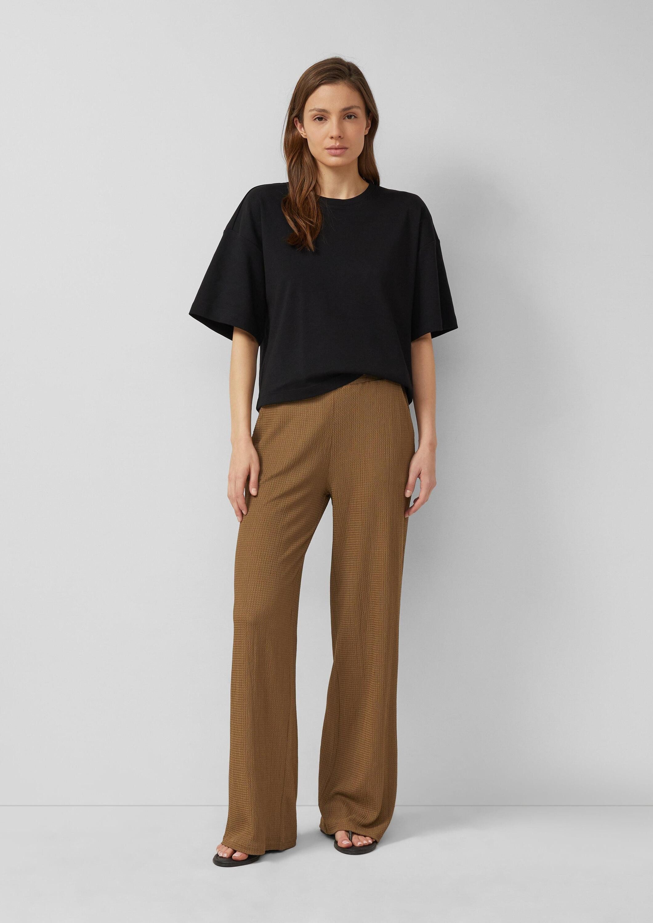 s.Oliver Chinos Hose Wide-Leg Hose mit Elastikbund