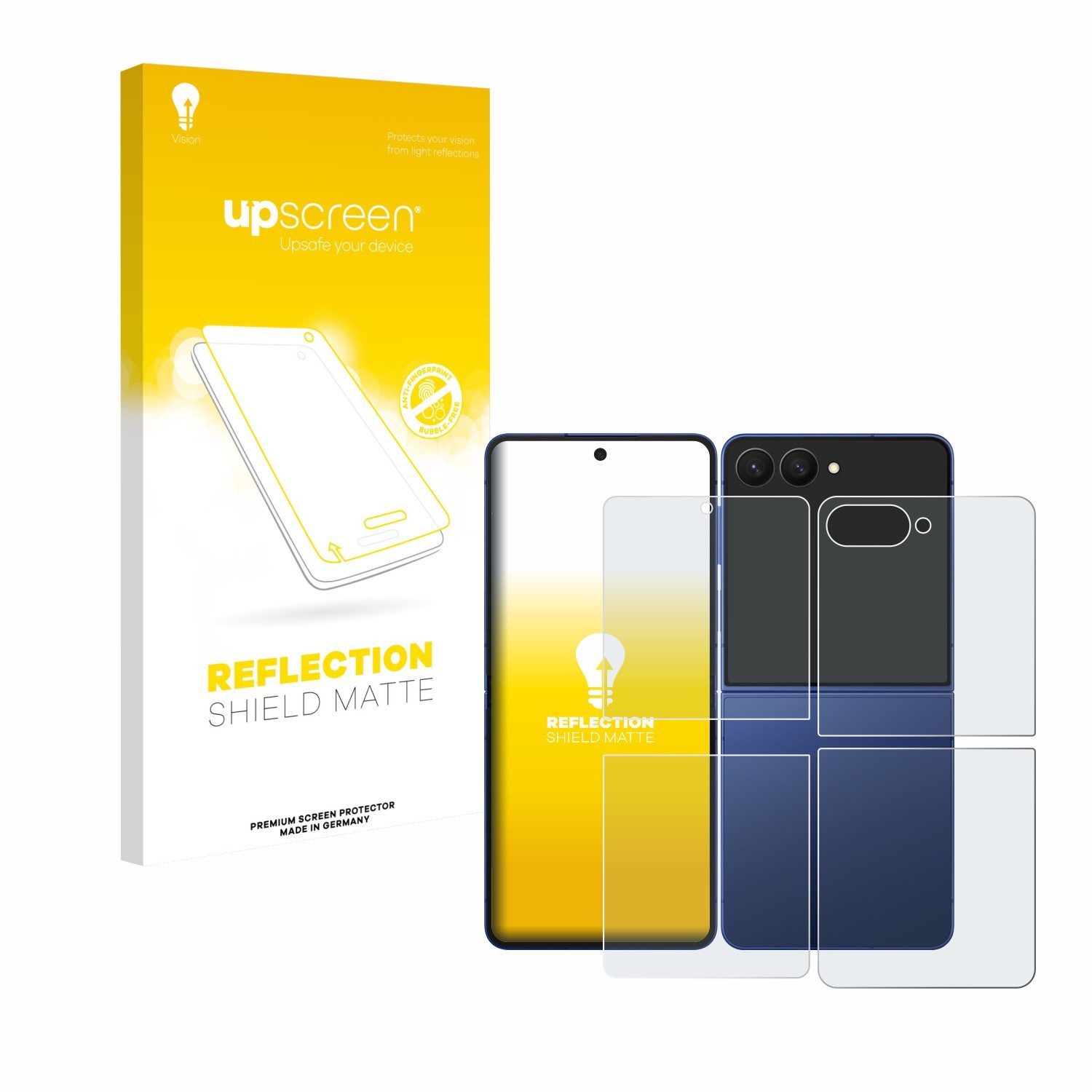 upscreen Displayschutzfolie Schutzfolie für Samsung Galaxy Z Flip 7 (Display+Rückseite), Displayschutz Schutz Folie Matt Entspiegelungsfolie