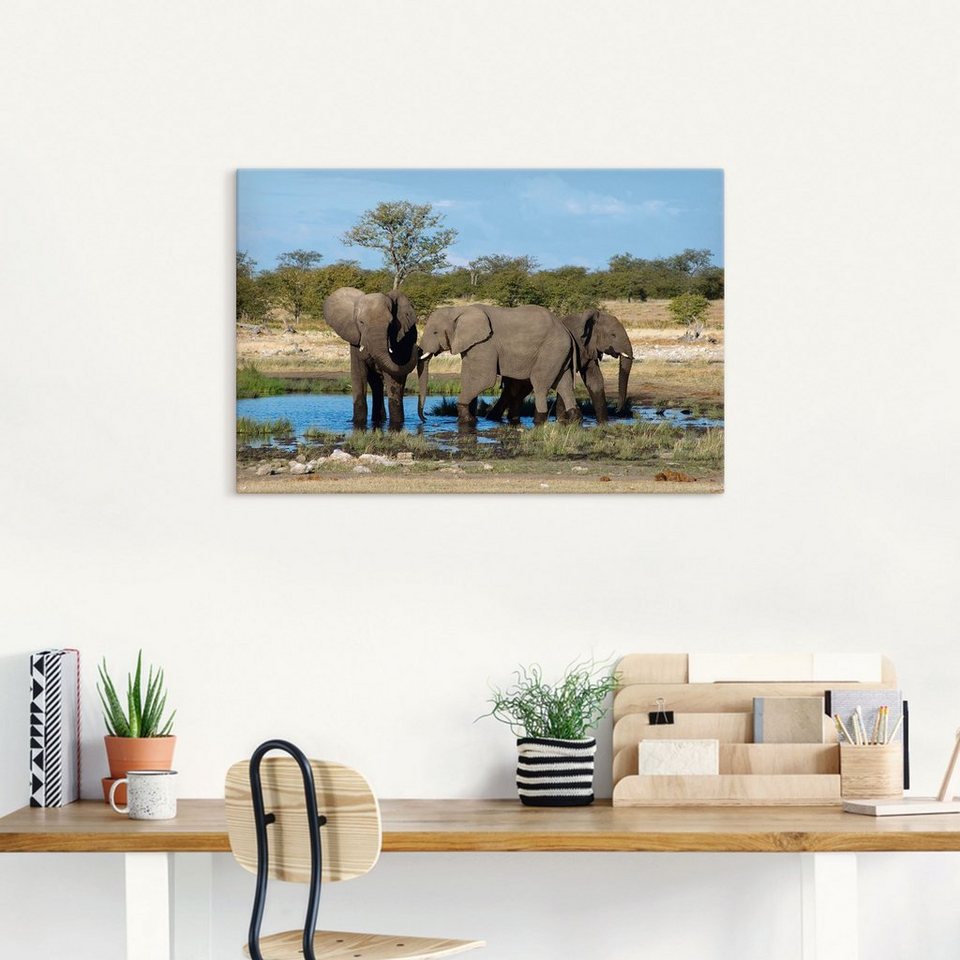 Artland Wandbild Afrikanischer Elefant EtoshaNationalpark, Elefanten Bilder  (1 St), als Leinwandbild, Wandaufkleber in verschied. Größen