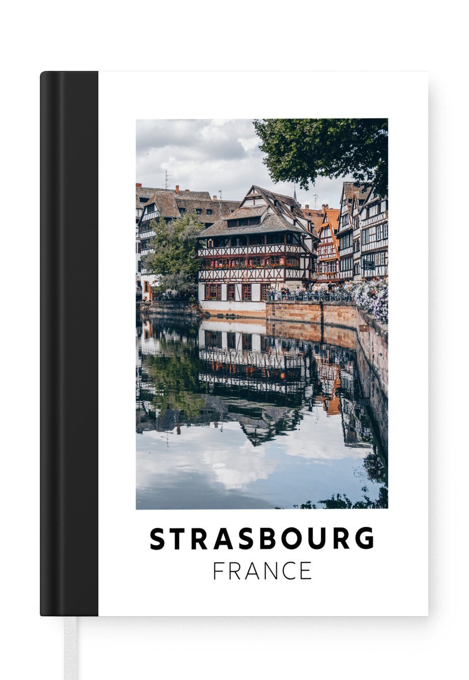 MuchoWow Notizbuch Frankreich Seiten, Wasser, - Straßburg - Notizheft, Journal, Haushaltsbuch A5, Tagebuch, 98 Merkzettel