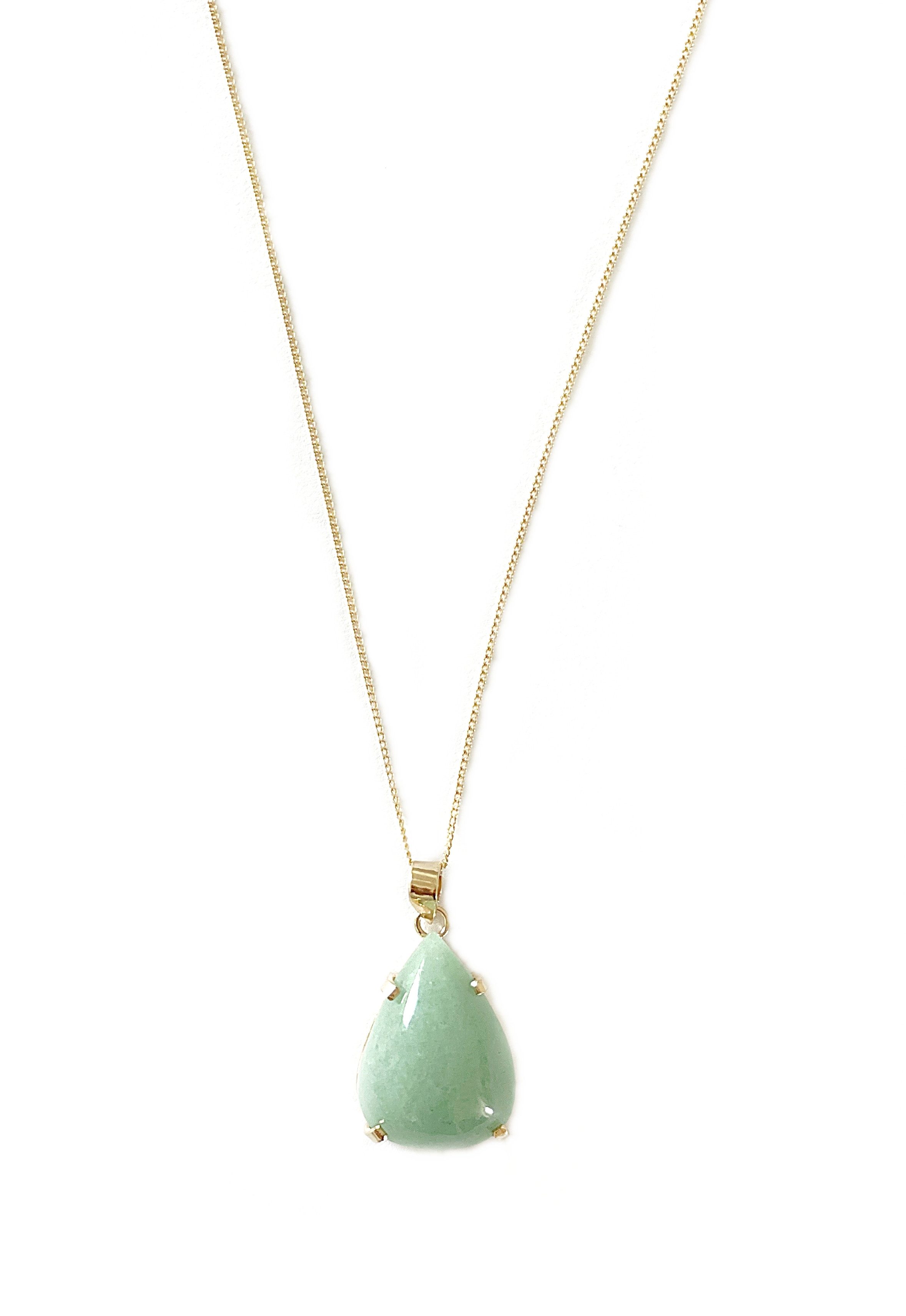 Crystal and Sage Jewelry Kette mit Anhänger Aventurin Halskette eingefasst und gold filled