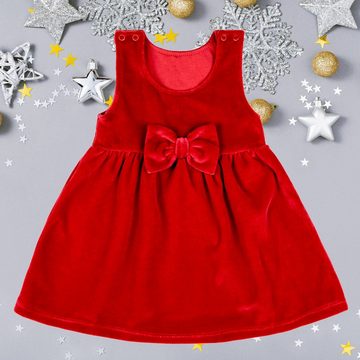 Babymajawelt Babydollkleid Babykleid Weihnachten Rot, Samtkleid mit Schleife hochwertig verarbeitet, lockere Passform, Made in EU