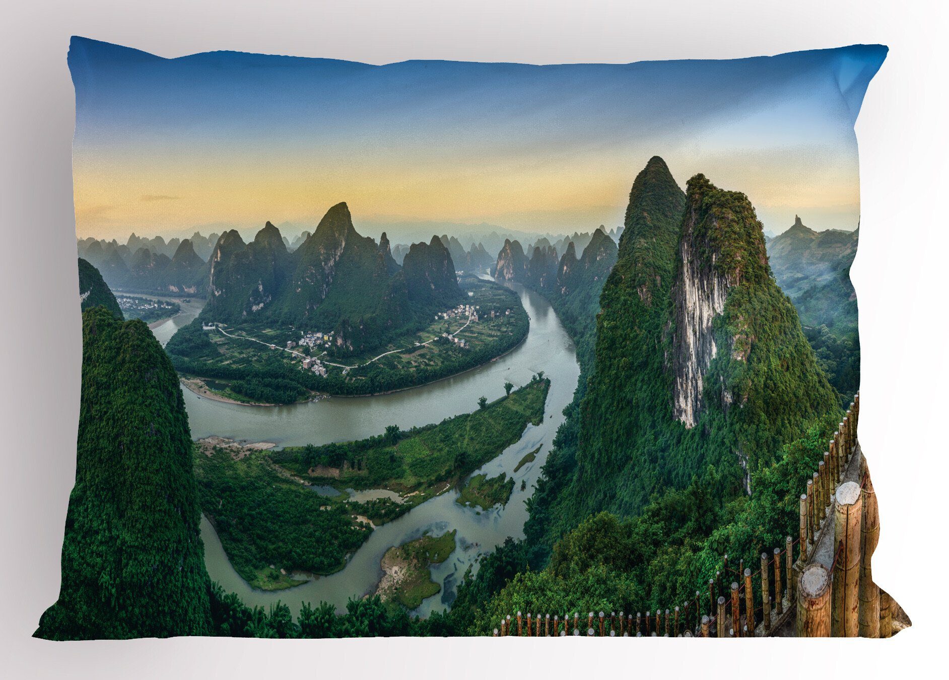 Kissenbezüge Dekorativer Standard King Size Gedruckter Kissenbezug, Abakuhaus (1 Stück), Guilin Li-Fluss in Xingping Guangxi