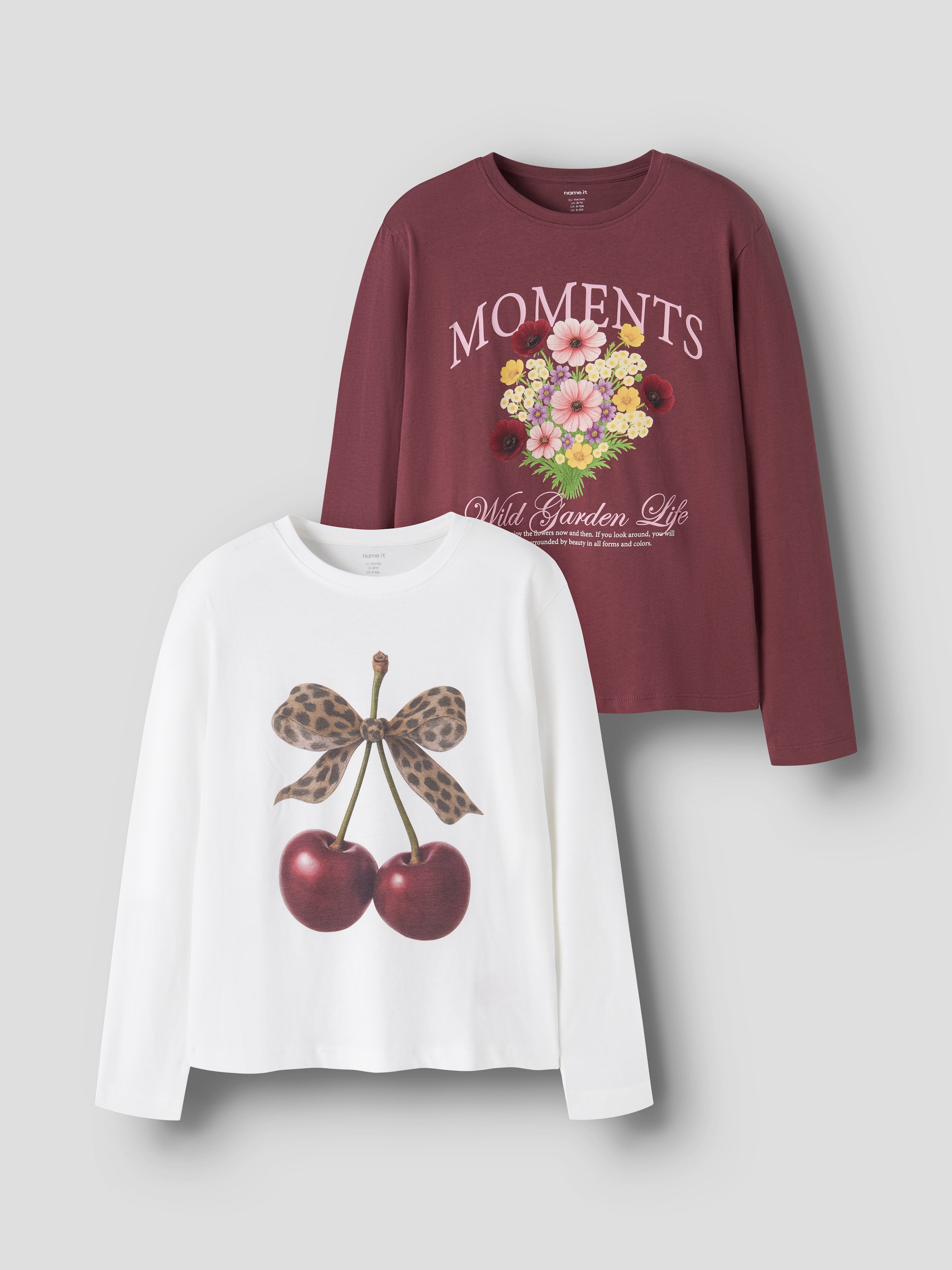 Name It Langarmshirt NKFVOTEA 2P LS NREG TOP (Packung, 2-tlg) Baumwolle, regular fit, Fotodruck