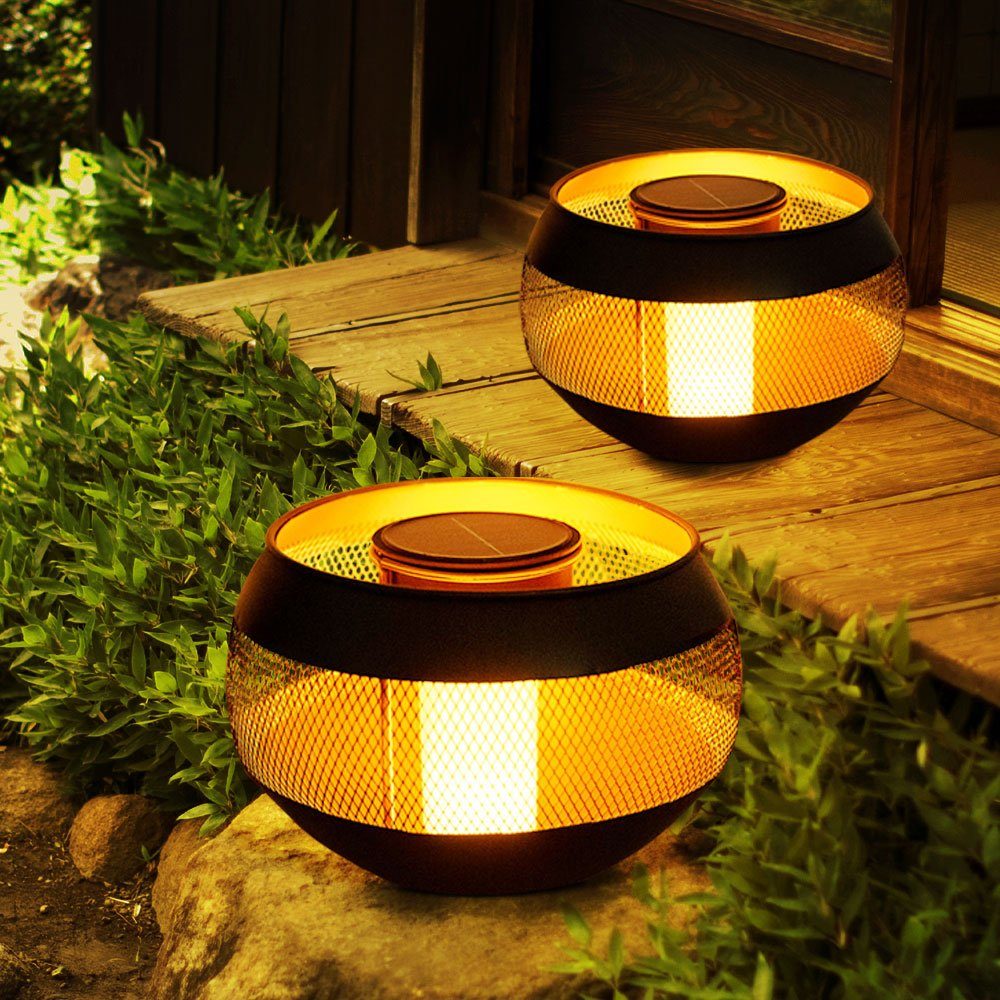 Außenlampe Globo Flammeneffekt Gartendeko fest Solarlampe verbaut, LED-Leuchtmittel Balkonlampe Solarleuchte, LED LED