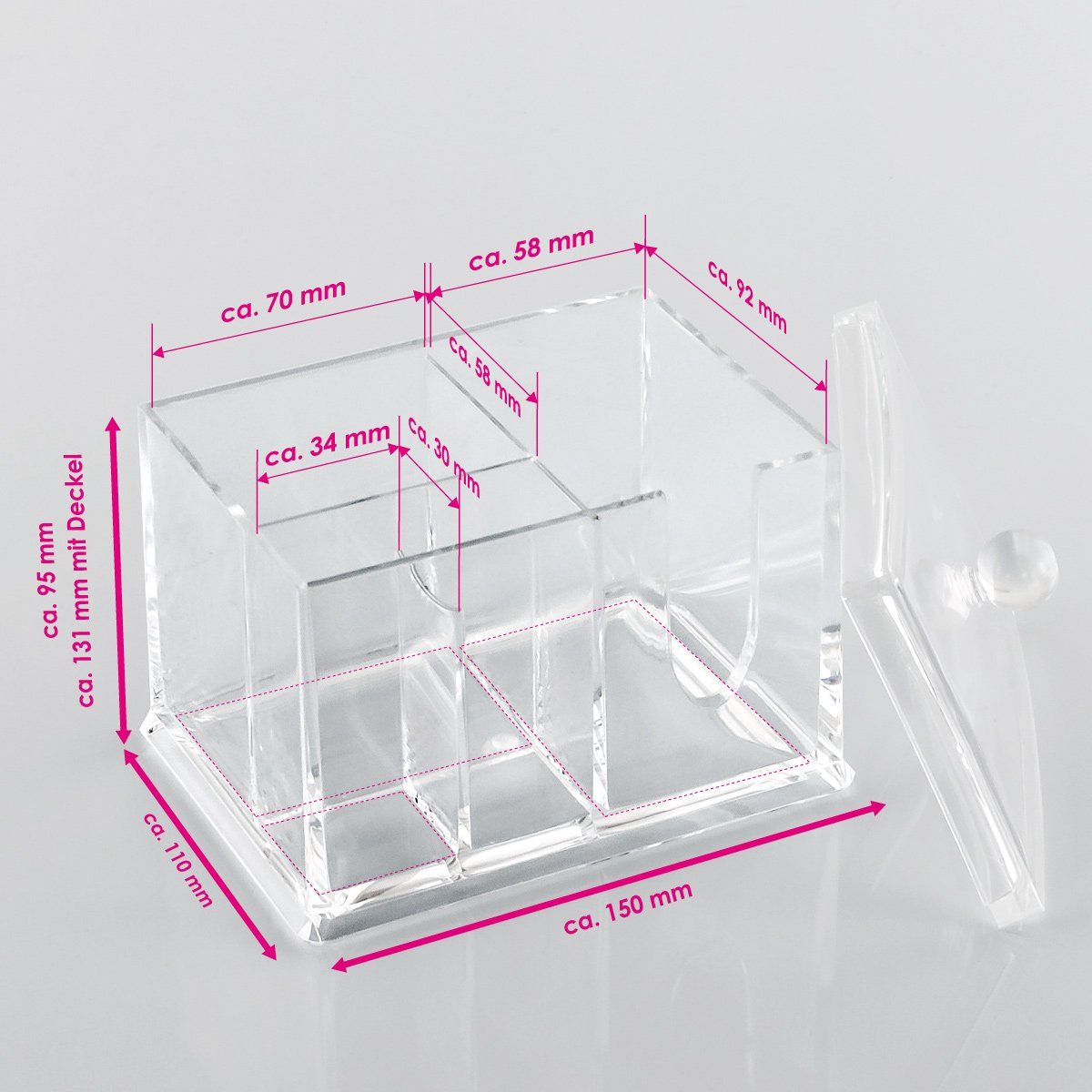 bremermann Make-Up Organizer Kosmetik-Organizer mit 4 Fächern, Deckel und Griffmulde