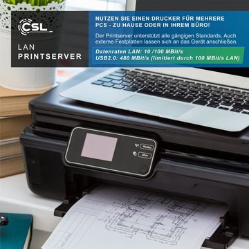 CSL USB-Adapter, LAN Printserver Druckerserver USB2.0, LRP Print Server für Windows