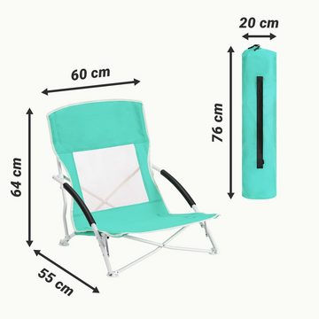 JEMIDI Campingstuhl, Strandstuhl klappbar mit Tragetasche - Klappstuhl Campingstuhl Beach Chair - atmungsaktiv leicht faltbar - Stuhl für Strand Camping Garten - mint grün