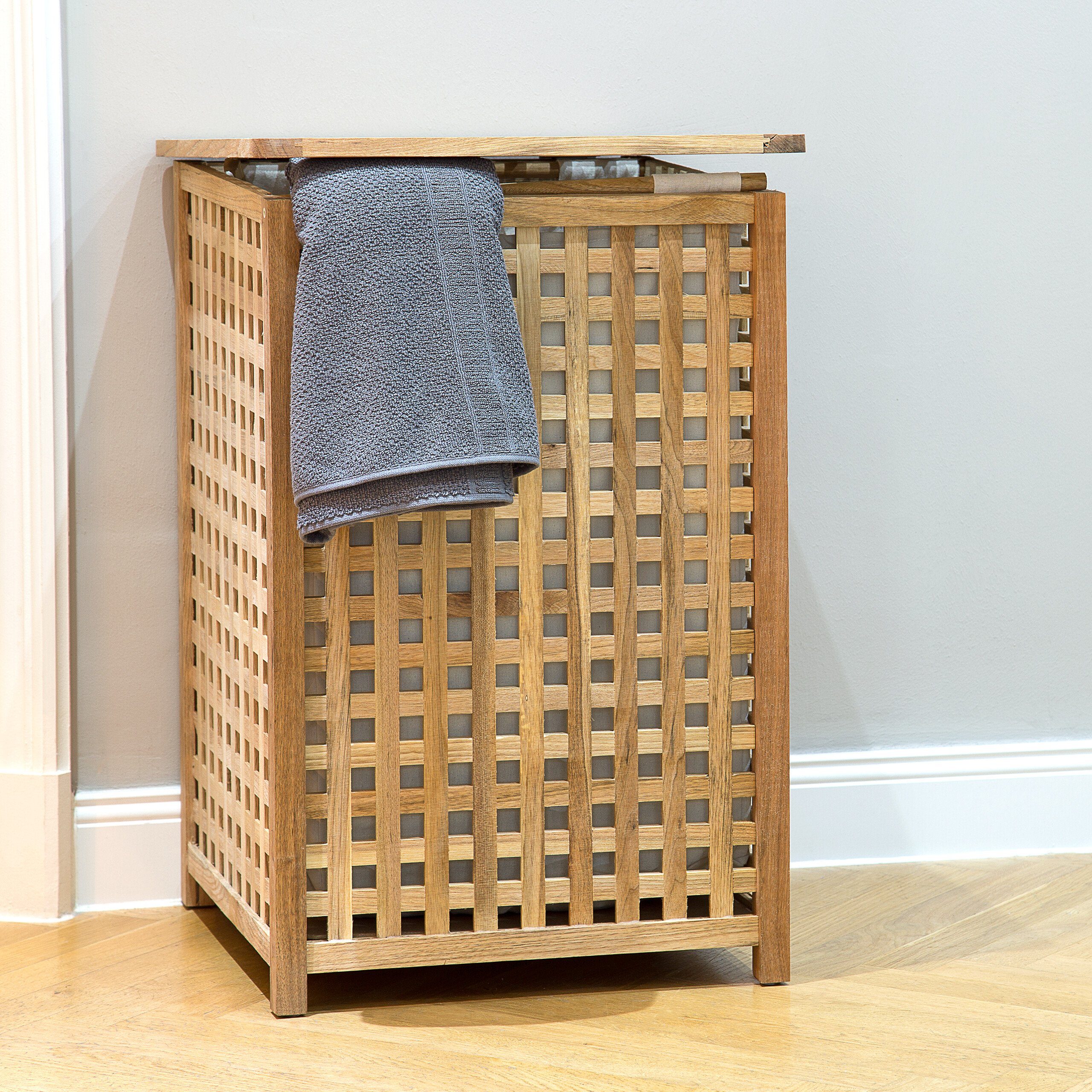 relaxdays Wäschekorb Wäschesammler Walnuss günstig online kaufen